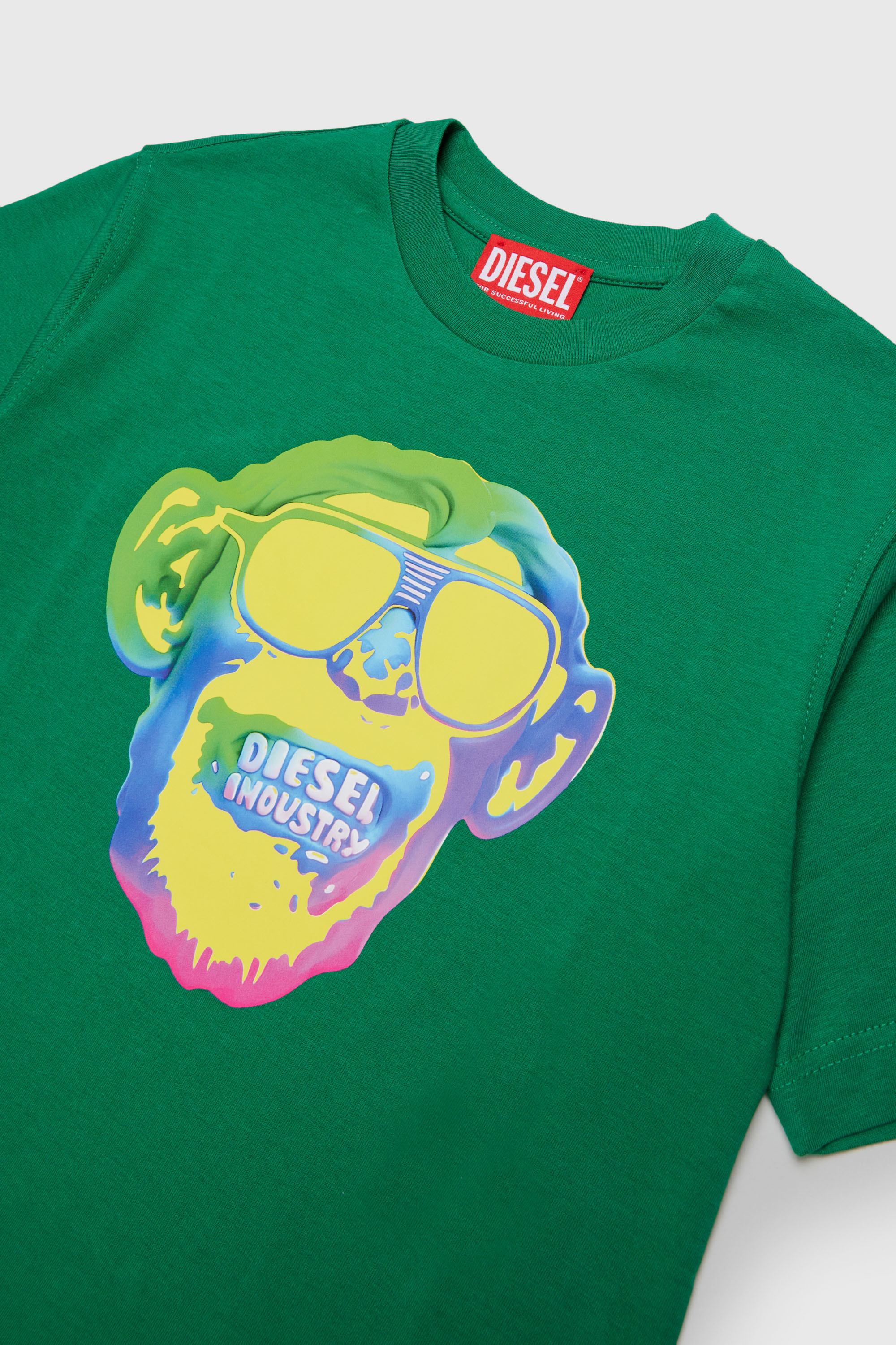 Diesel - TMONKEY OVER, Herren T-Shirt mit Affen-Print in Gr&uuml;n - 3