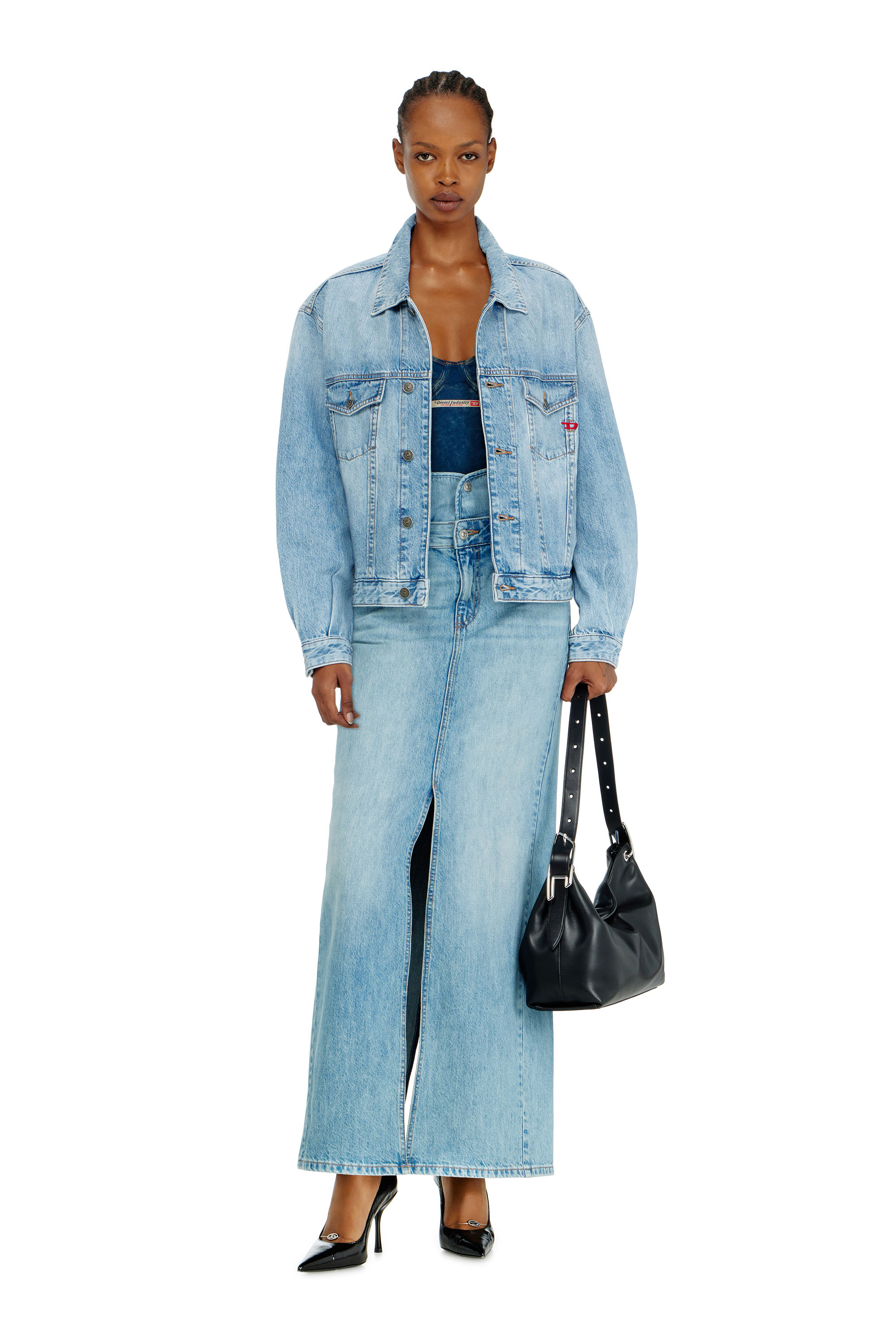 Diesel - D-RANGER, Unisex Trucker-Jacke aus denim in Hellblau - 4