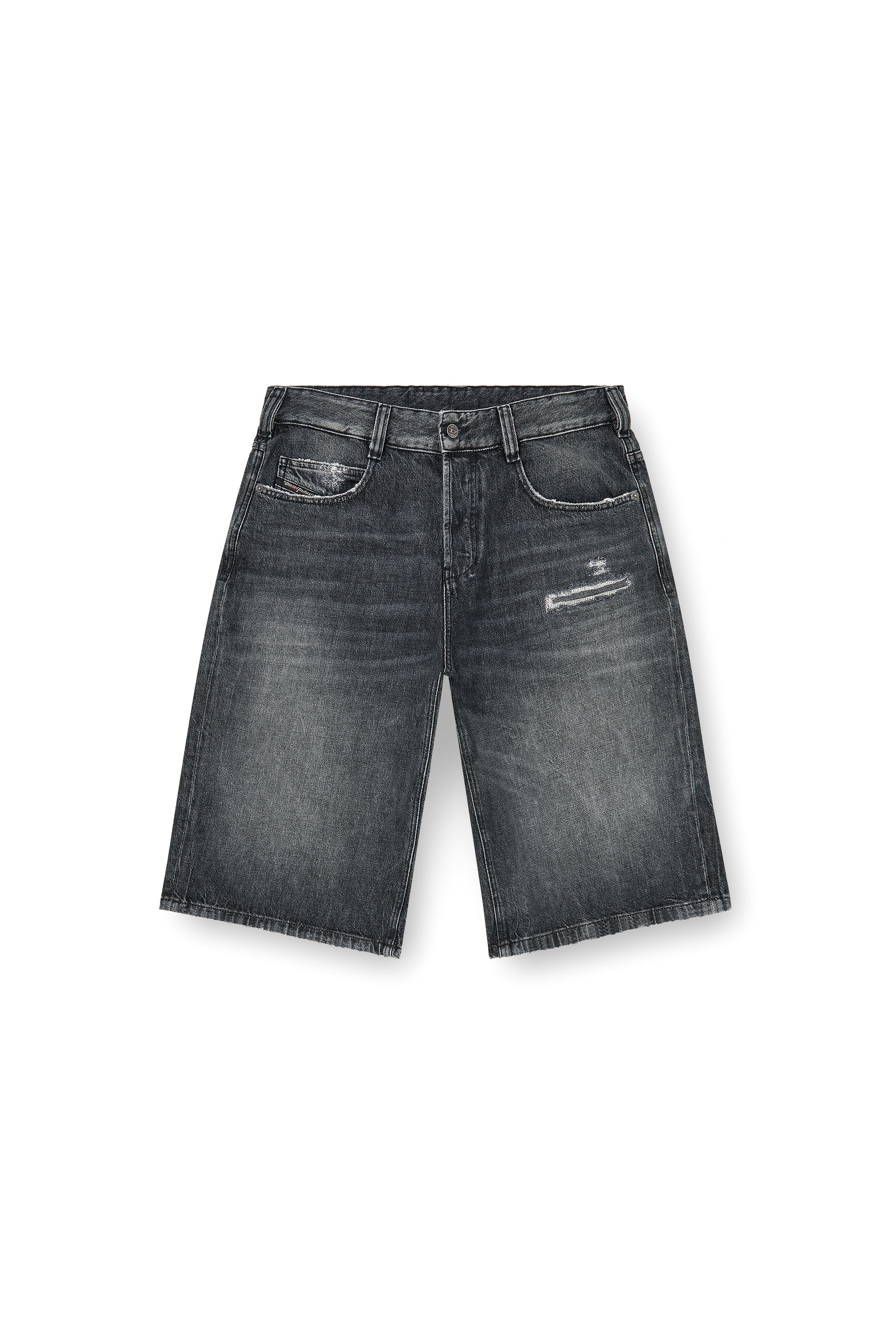 Diesel - D-ENIM-M-SHORT, Unisex Denim relaxed shorts mit Abrasionen in Dunkelgrau - 2