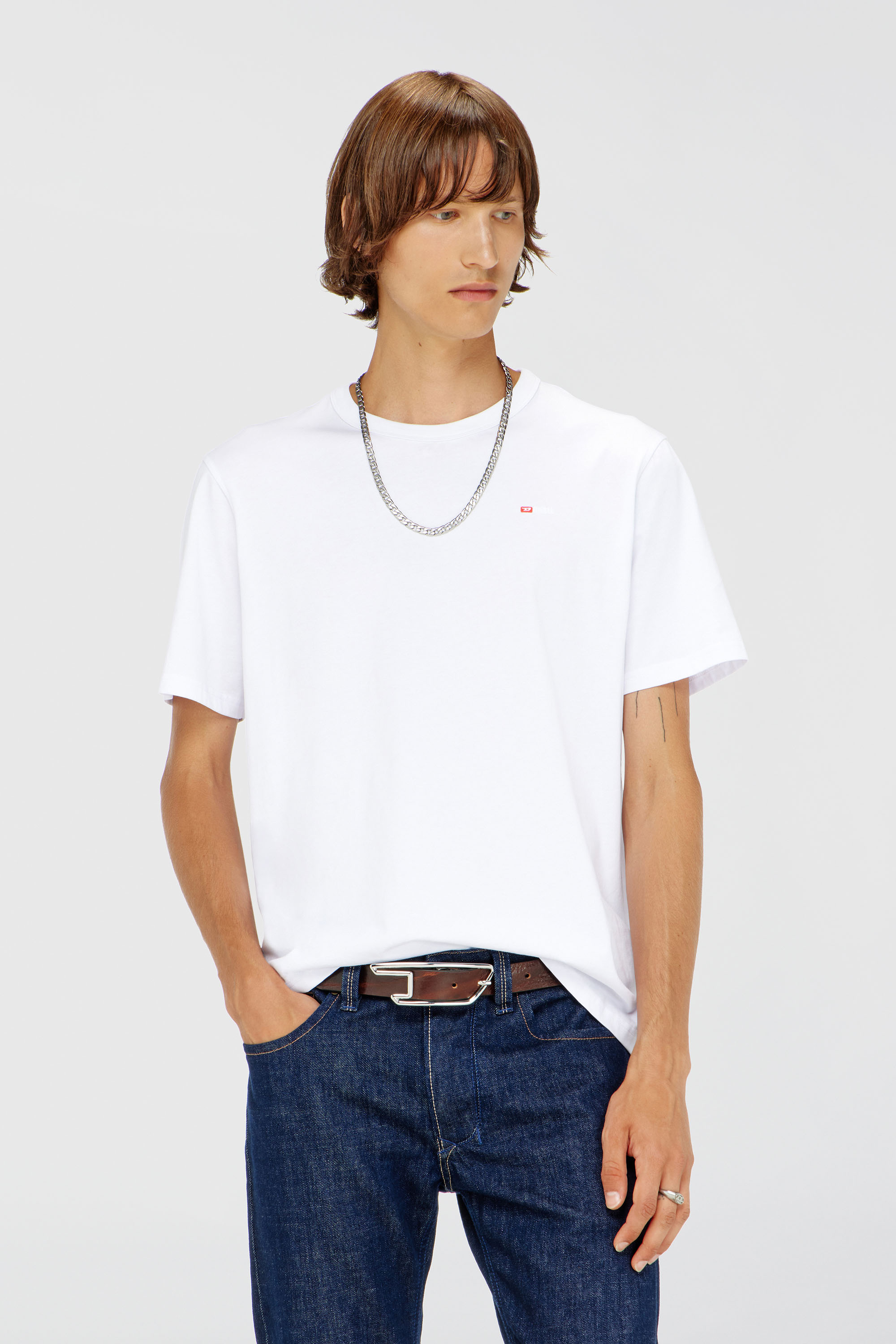 Diesel - T-ADJUST-MICRODIV, Unisex T-Shirt mit gesticktem Mikro-Logo in Wei&szlig; - 3