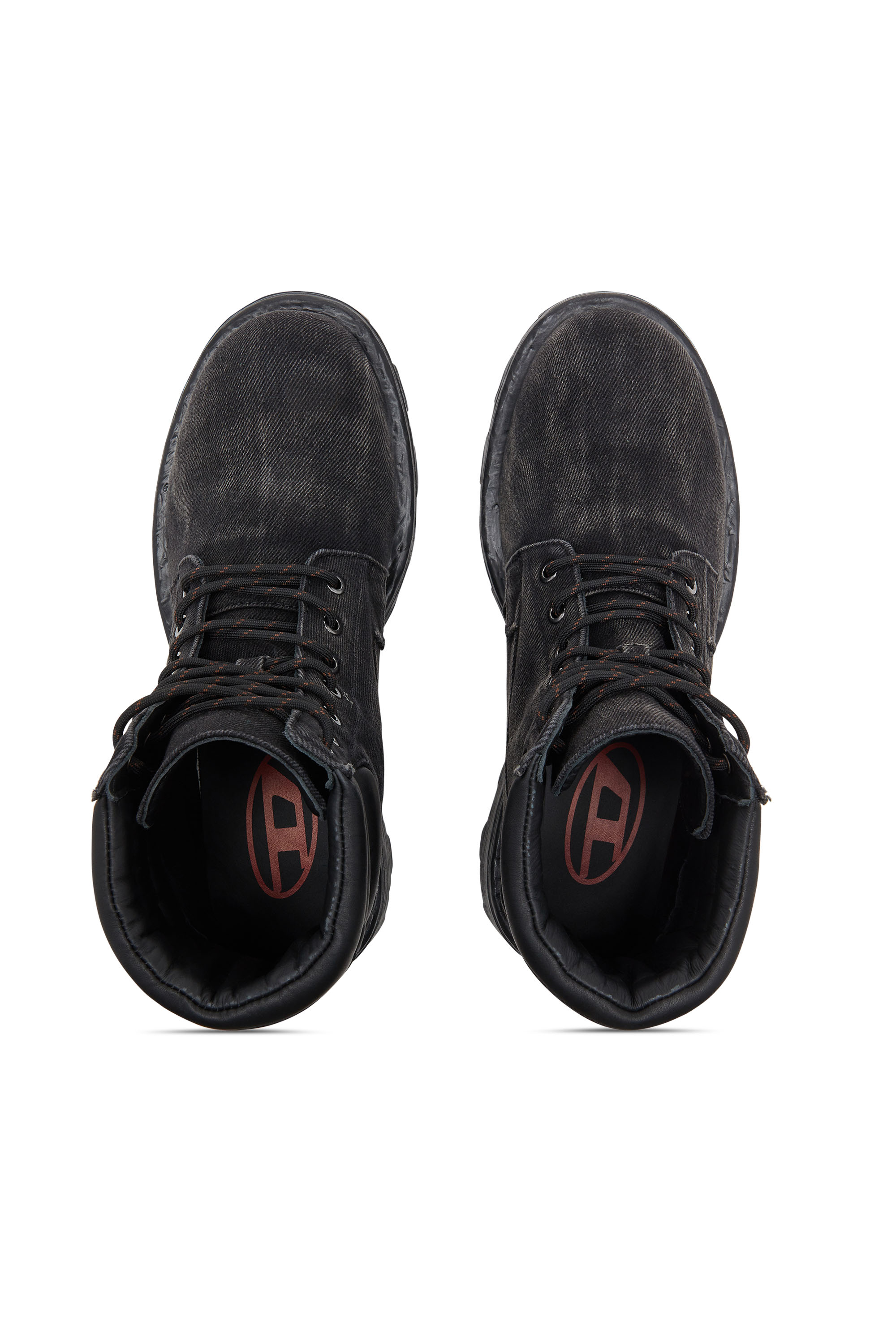 Diesel - D-HAMMER LACE UP, Herren D-Hammer-Kampfstiefel aus Denim und Leder in Schwarz - 4