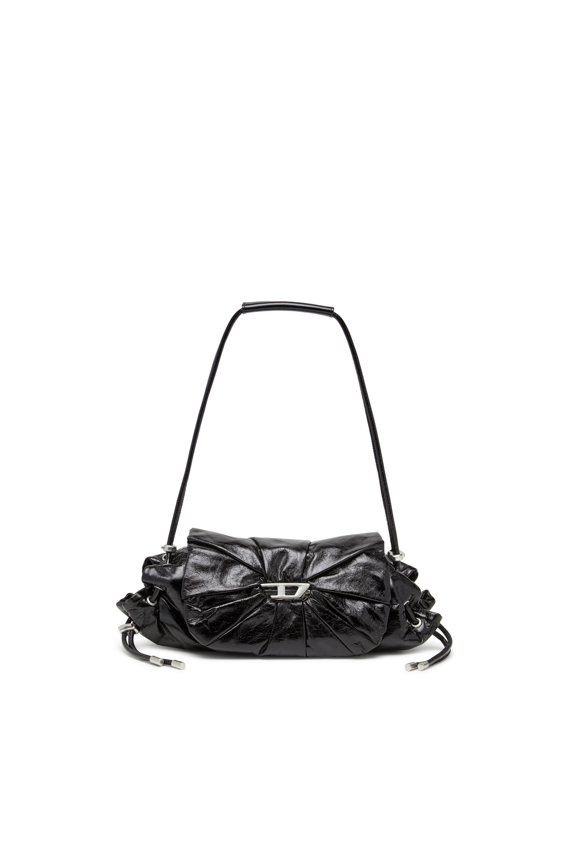 Diesel - SCRUNCH-D SHOULDER S, Damen Scrunch-D S-Schultertasche aus Knitter-Leder in Schwarz - 1