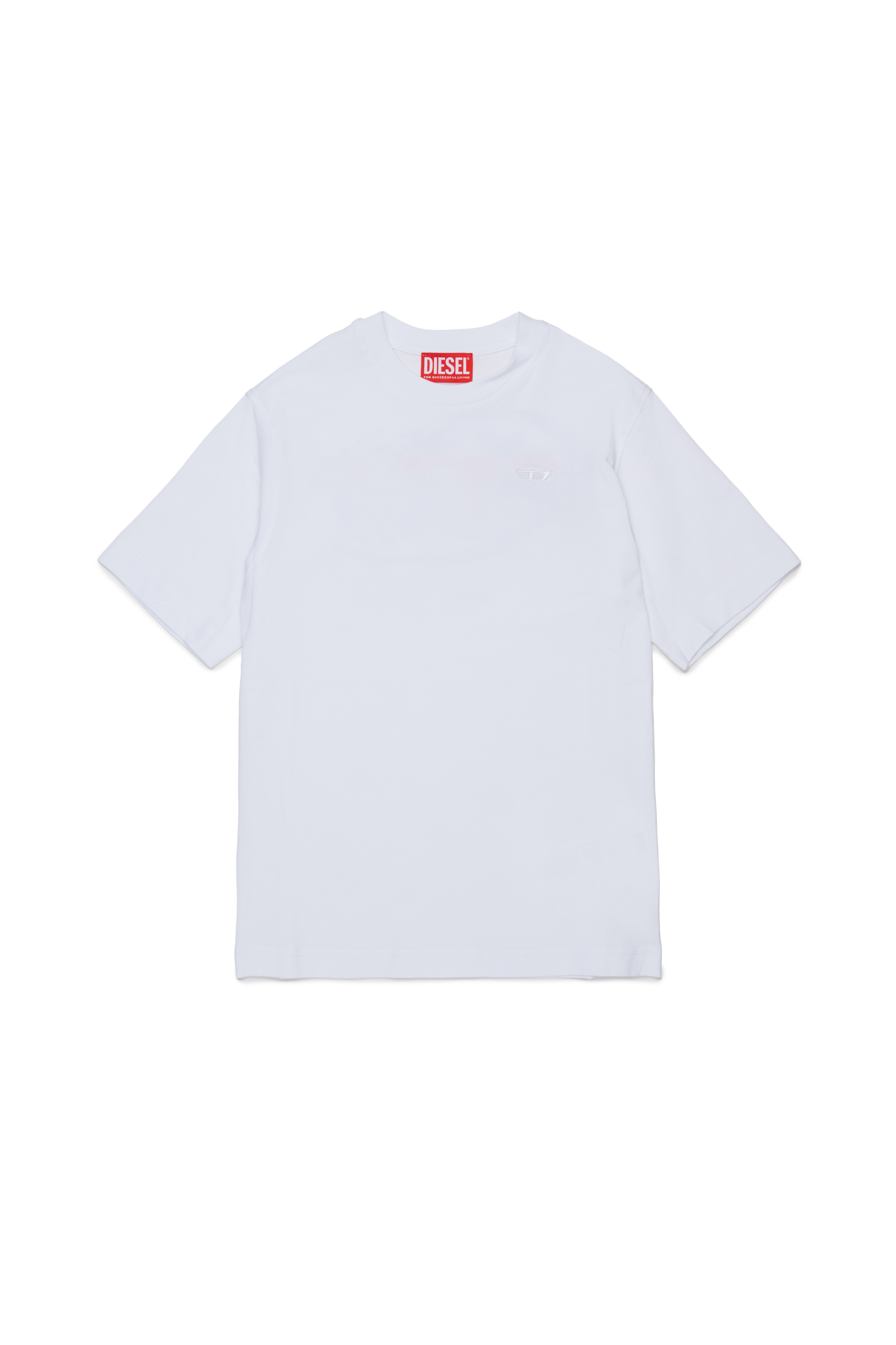 Diesel - TSCRAP OVER, Herren T-Shirt mit Oval D Stickerei und Flockprint in Wei&szlig; - 1