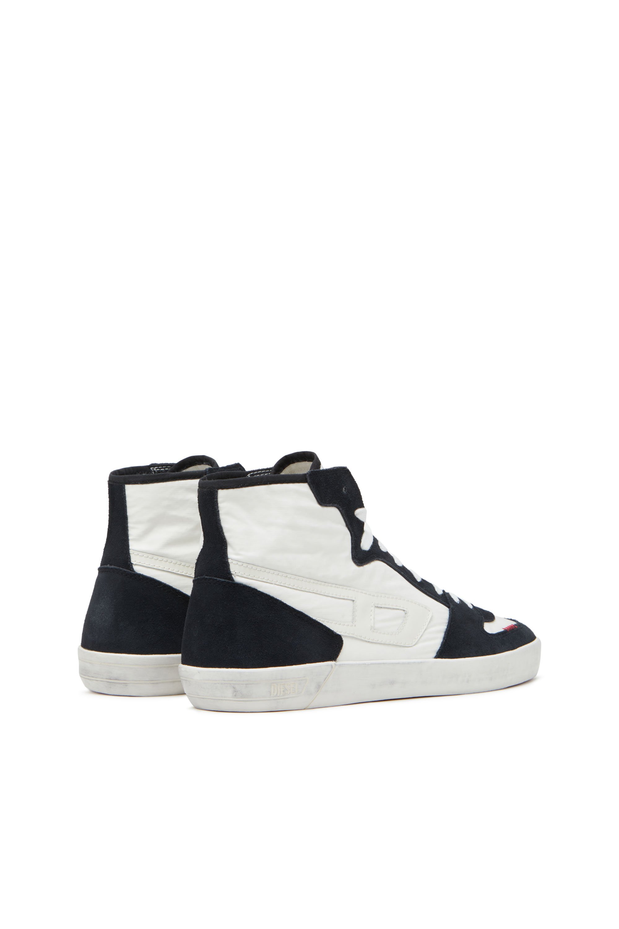 Diesel - S-LEROJI D-1 MID, Herren High-Top-Sneakers aus gepolstertem Ripstop und Veloursleder in Schwarz/Weiss - 3