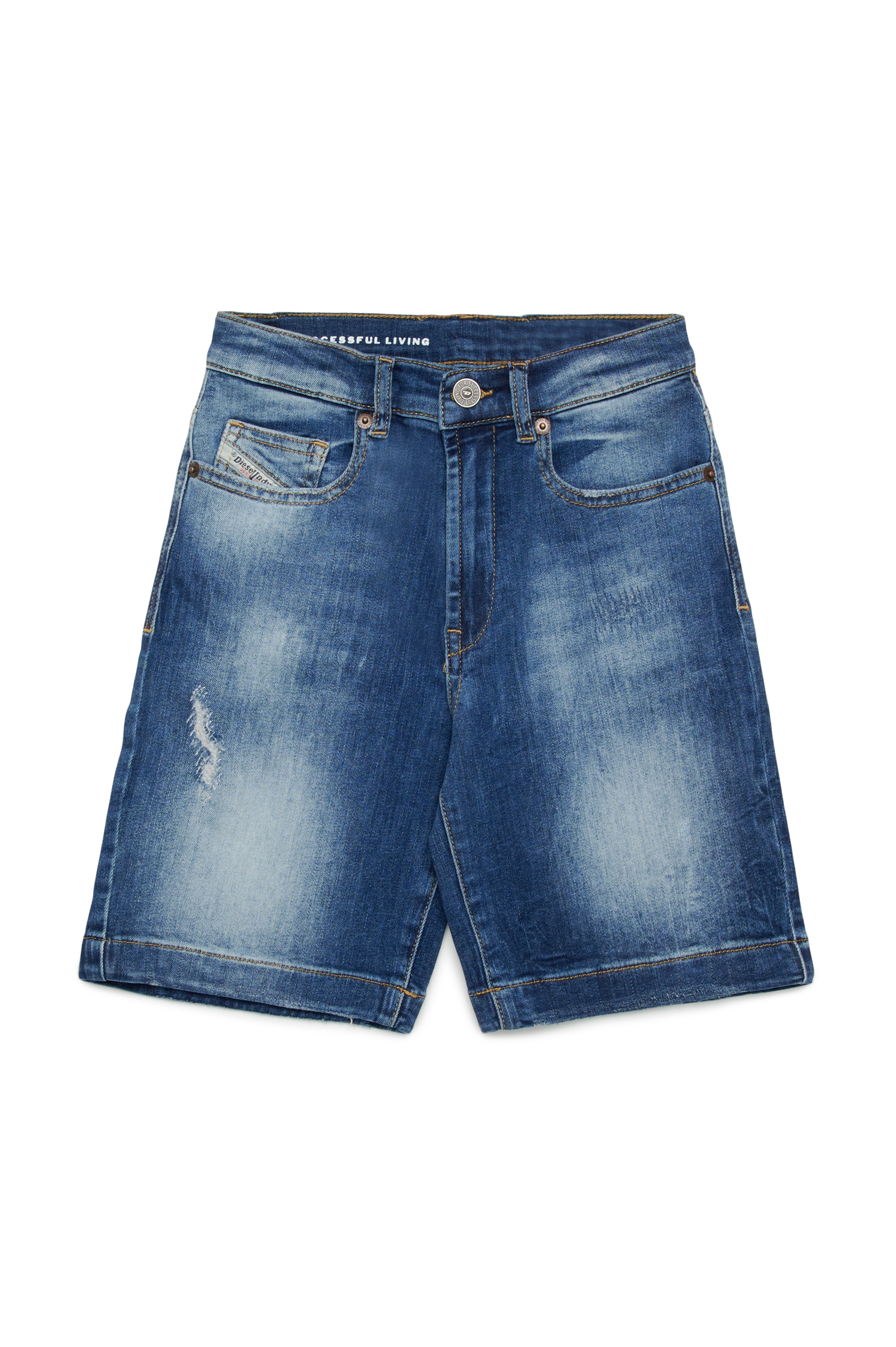 Diesel - D-MACS-SH-J, Herren Bermudashorts aus Rip&Repair-Denim in Dunkelblau - 1