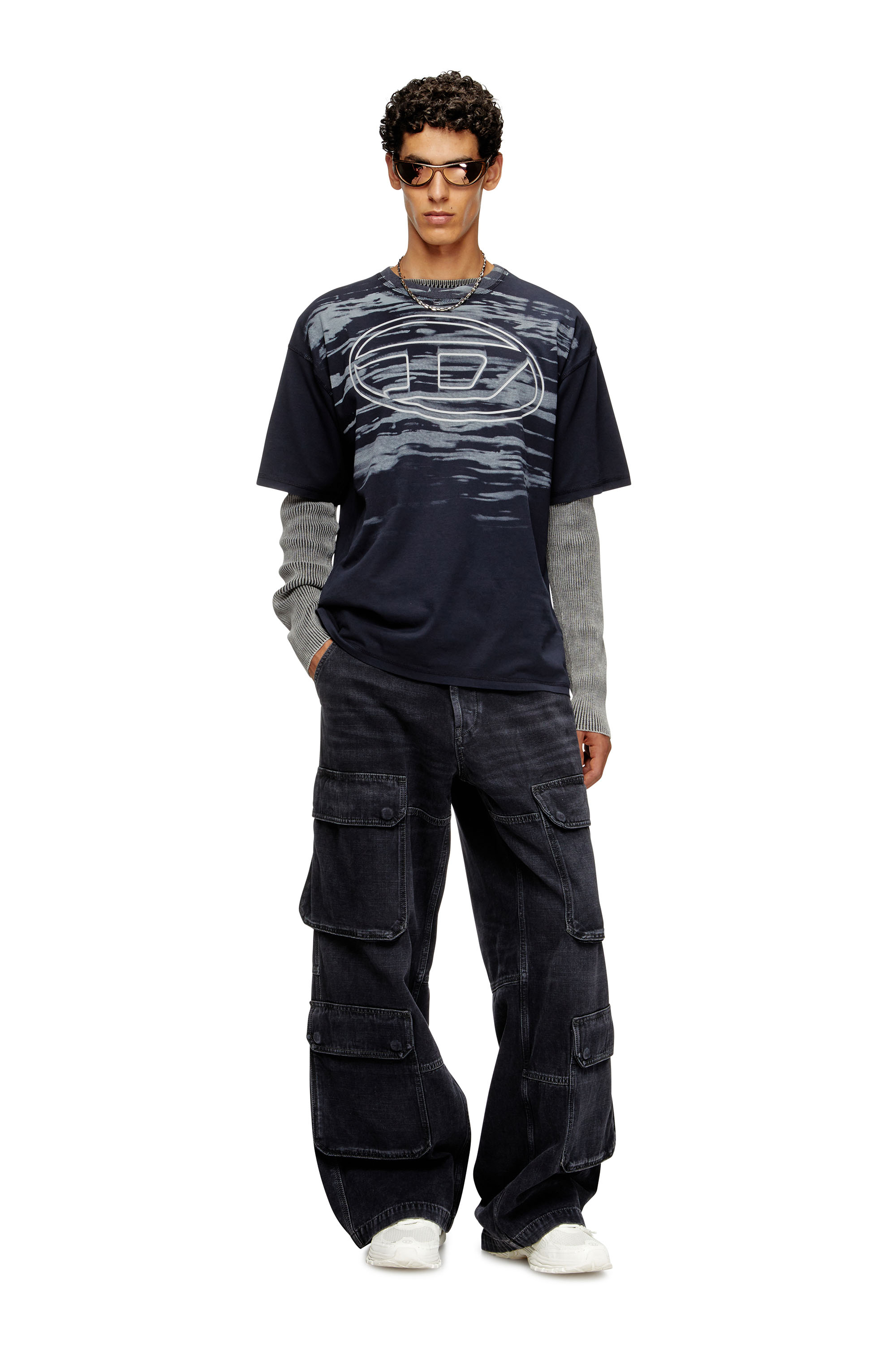 Diesel - T-BOXT-T5, Herren T-Shirt aus Baumwolle mit Oval D Druck in Dunkelblau - 2
