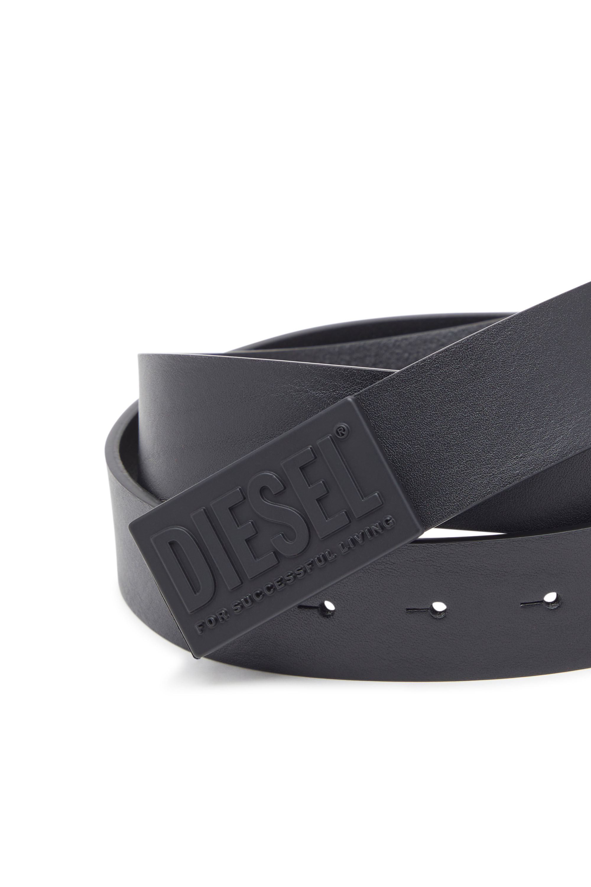 Diesel - B-BISCOTTO METAL, Herren Gürtel aus Leder mit Successful Living-Schnalle in Schwarz - 3