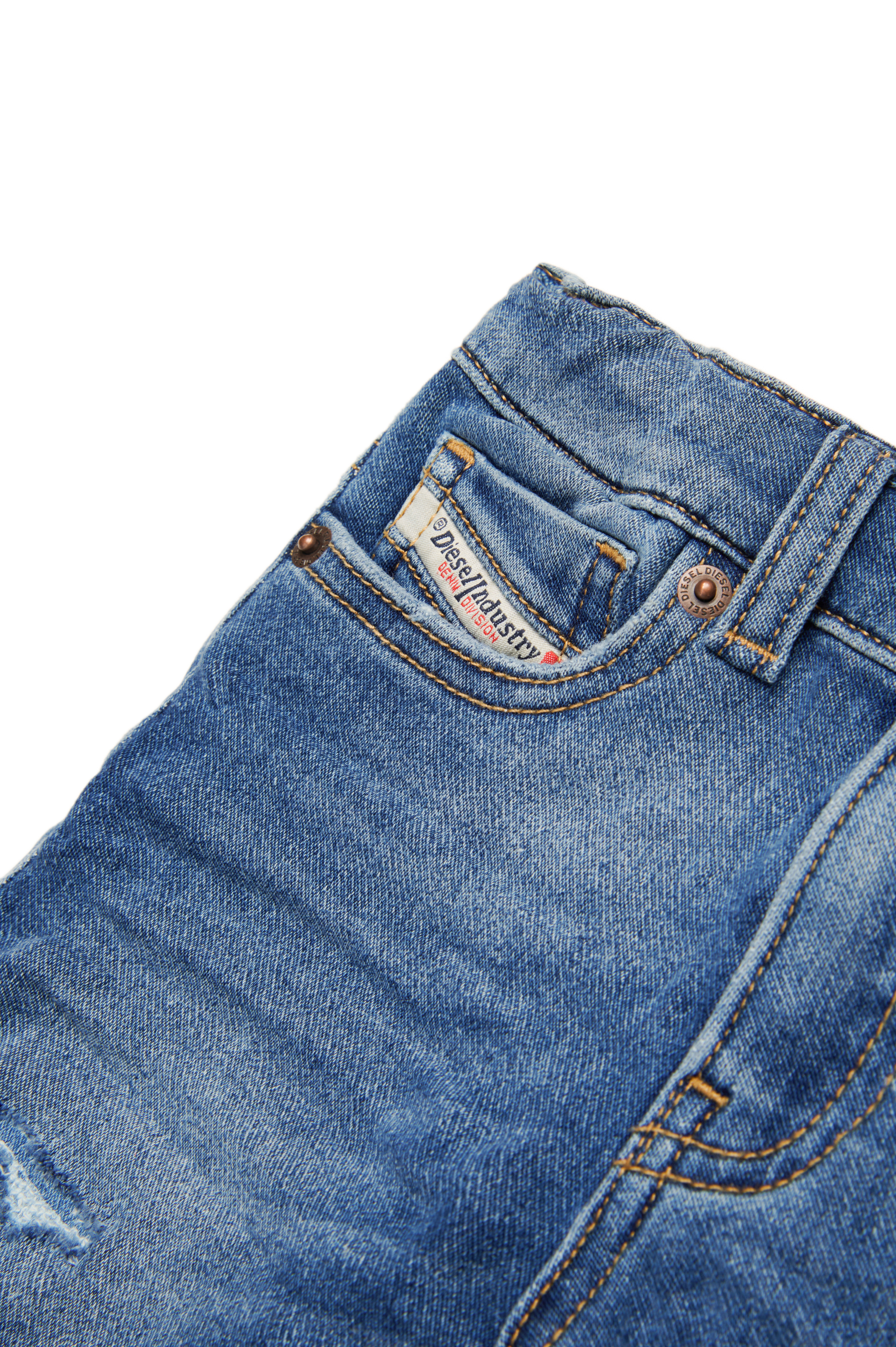 Diesel - PGALLYB JJJ, Unisex Vielgetragene Shorts aus JoggJeans mit Rissen in Mittelblau - 4