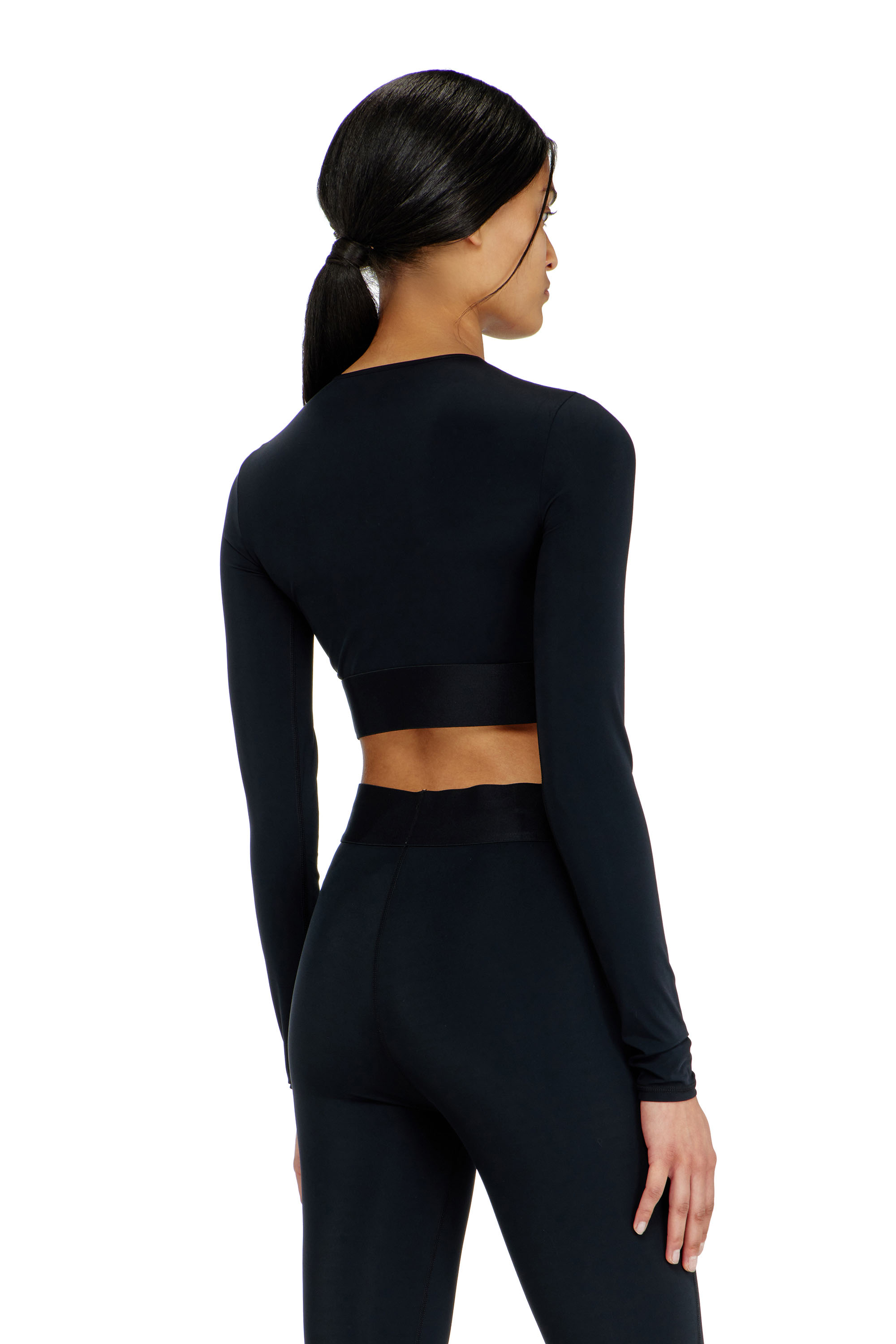 Diesel - MELISSA-D-POP, Damen Verk&uuml;rzte Oberteil aus Mikrofaser mit Cut-off-Logo in Schwarz - 4