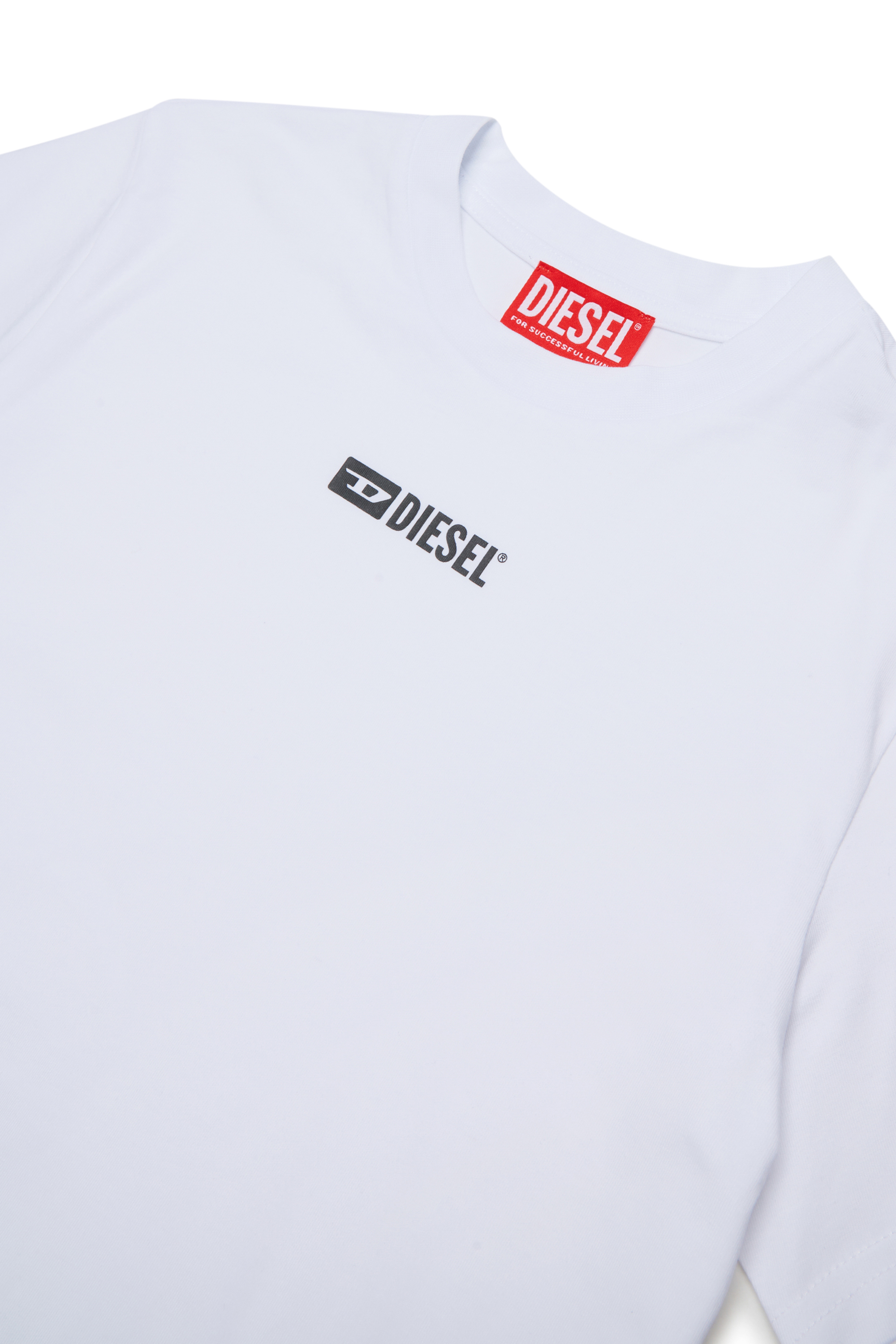 Diesel - UTTER, Herren T-Shirt aus stretch cotton mit Logo-Print in Wei&szlig; - 3