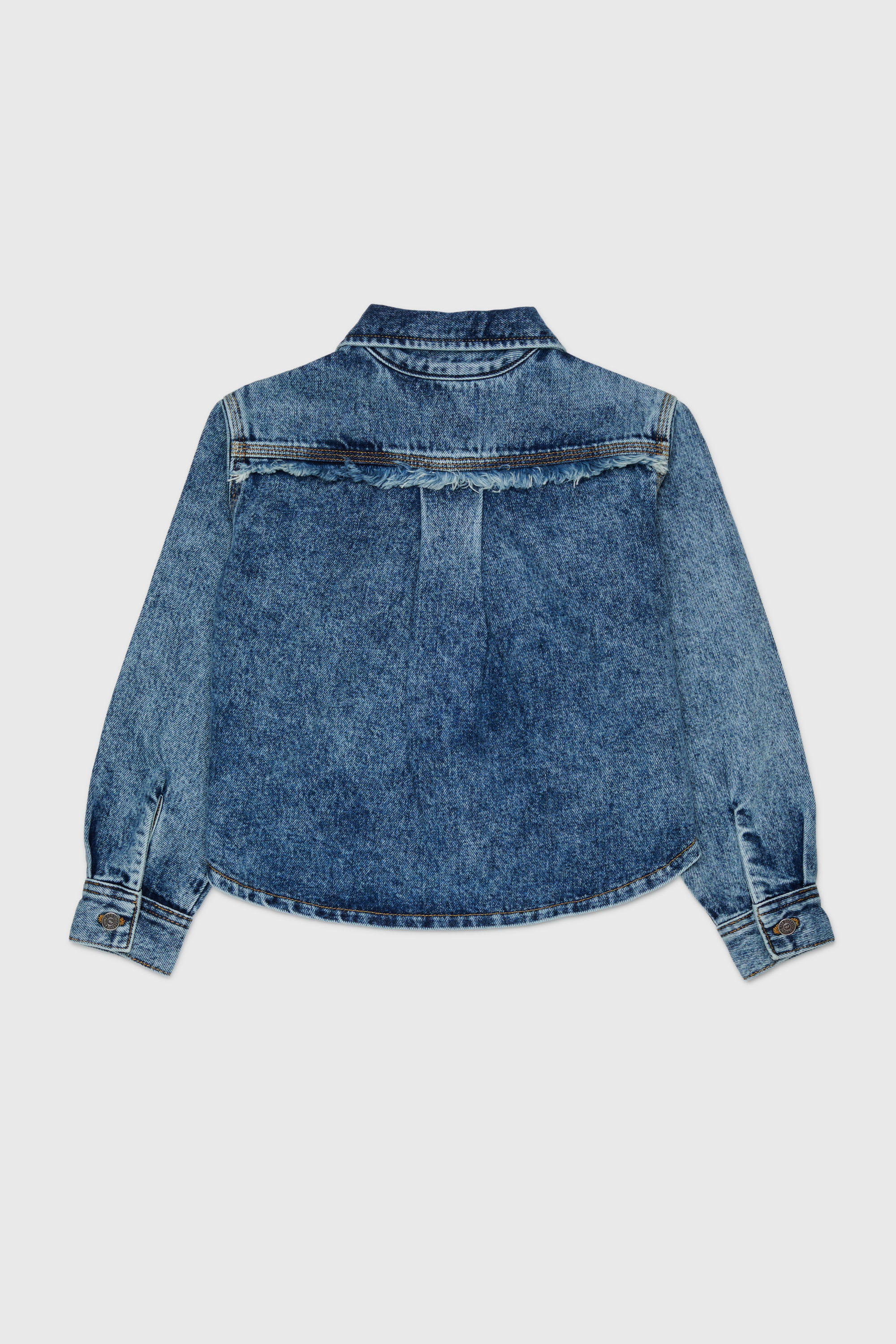 Diesel - CELKA, Damen Jeanshemd mit Rei&szlig;verschluss und ausgefranstem Detail in Mittelblau - 2