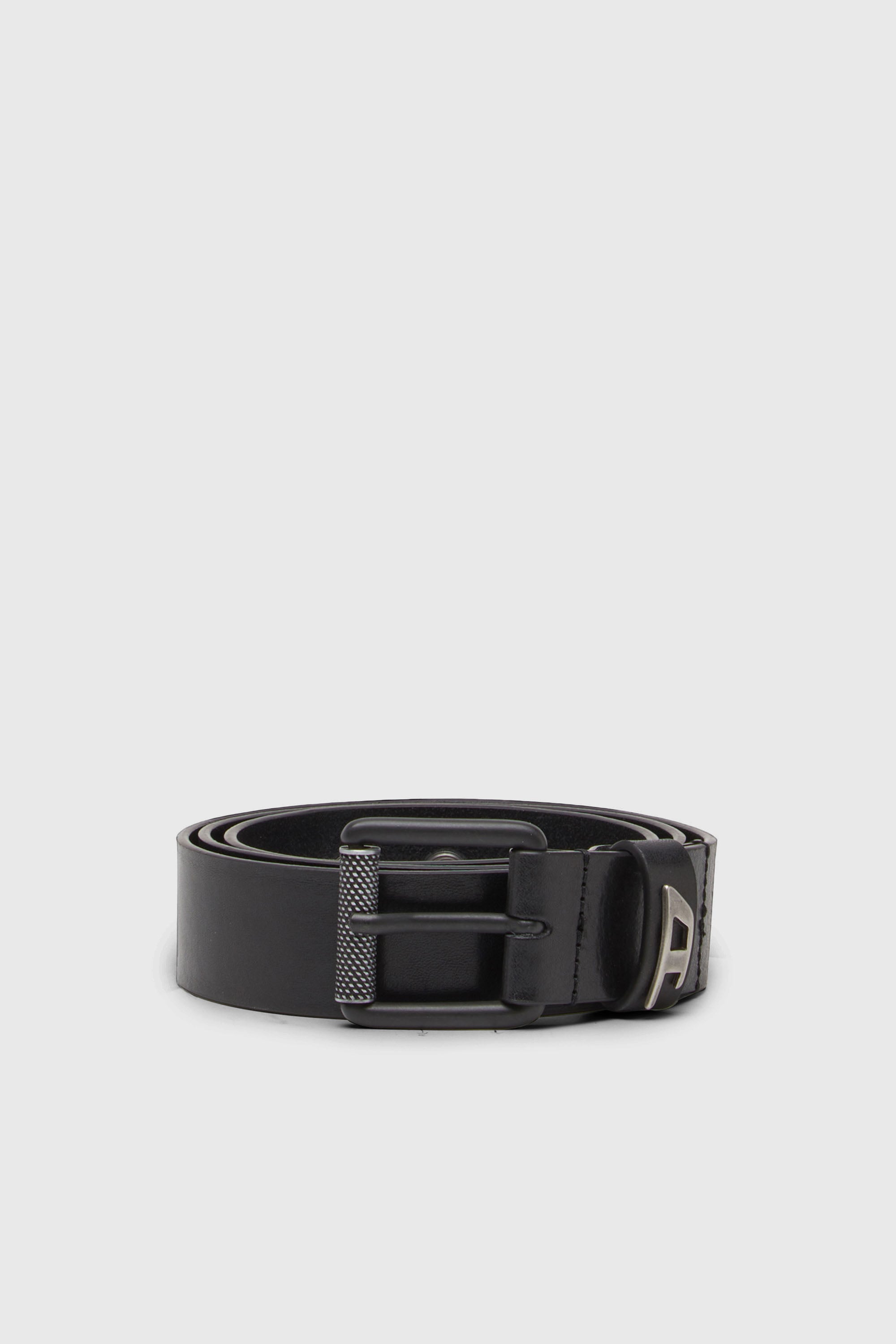 Diesel - B-DAVE II, Herren 3.5cm G&uuml;rtel aus gl&auml;nzendem Leder mit Logo-Schlaufe in Schwarz - 1