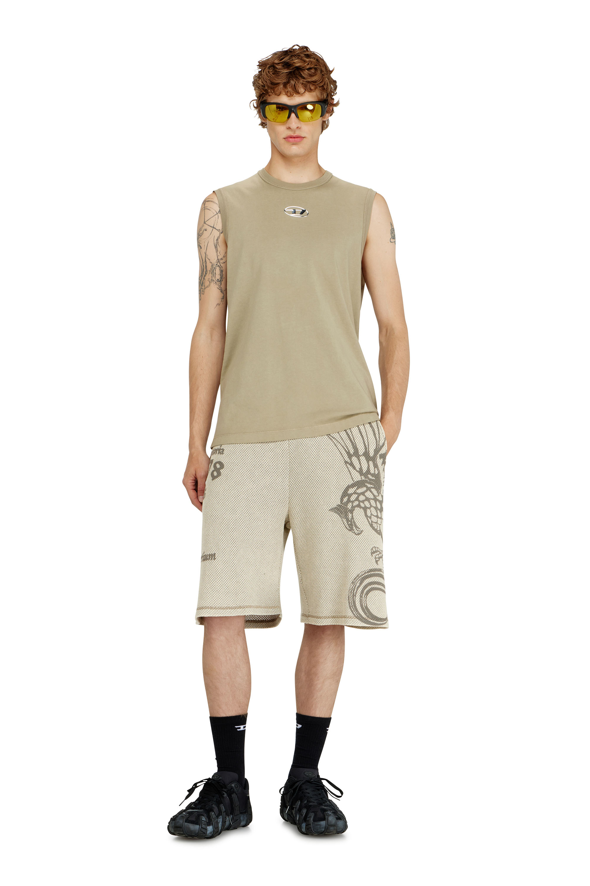 Diesel - T-BISCO-IOD, Herren Baumwoll-Tanktop mit ovalem D-Logo in Metallic-Optik in null - 1