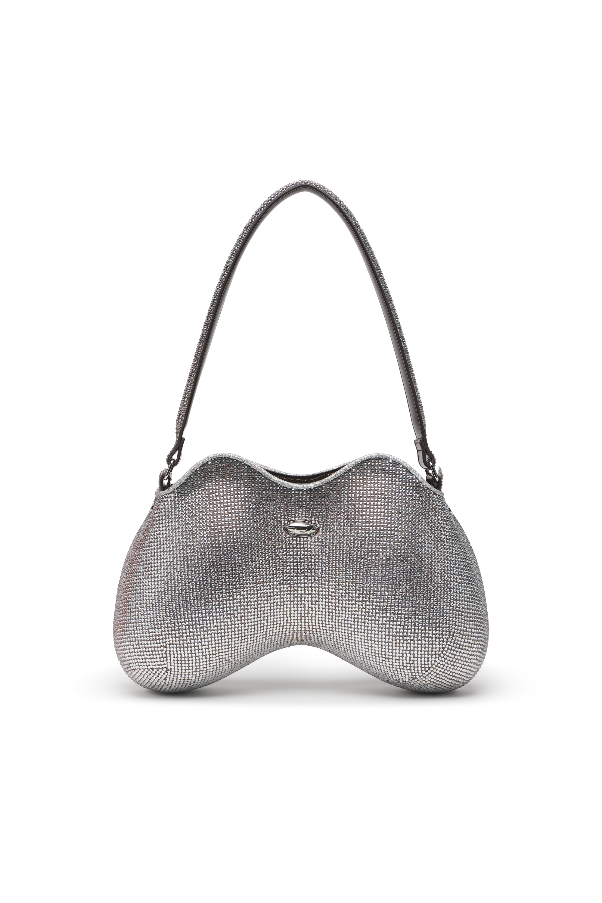 Diesel - DOUBLE-D SHOULDER, Damen Double-D-Schultertasche mit Allover-Kristallen in Silber - 1