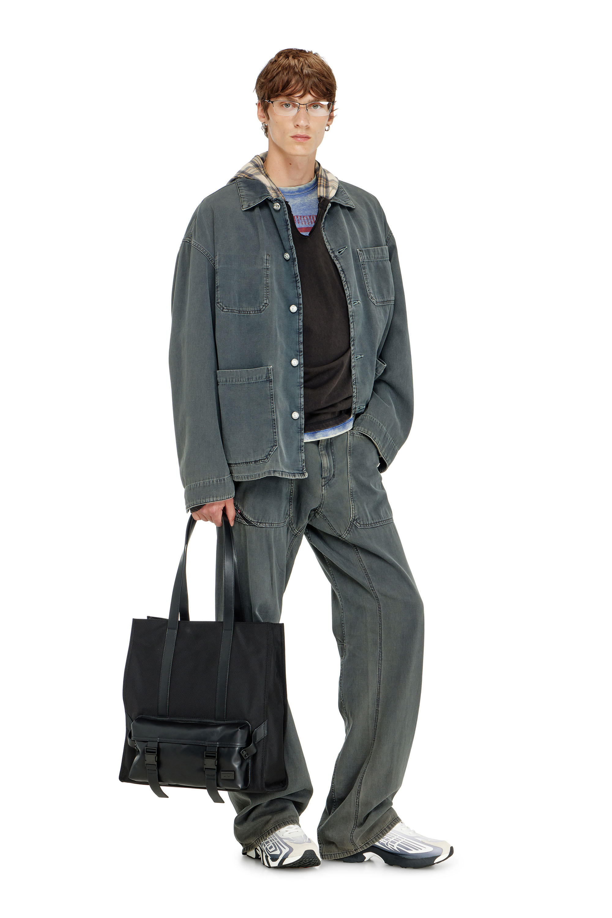 Diesel - D-STACK-U, Unisex Utility-Jacke aus farbigem denim in Grau - 2