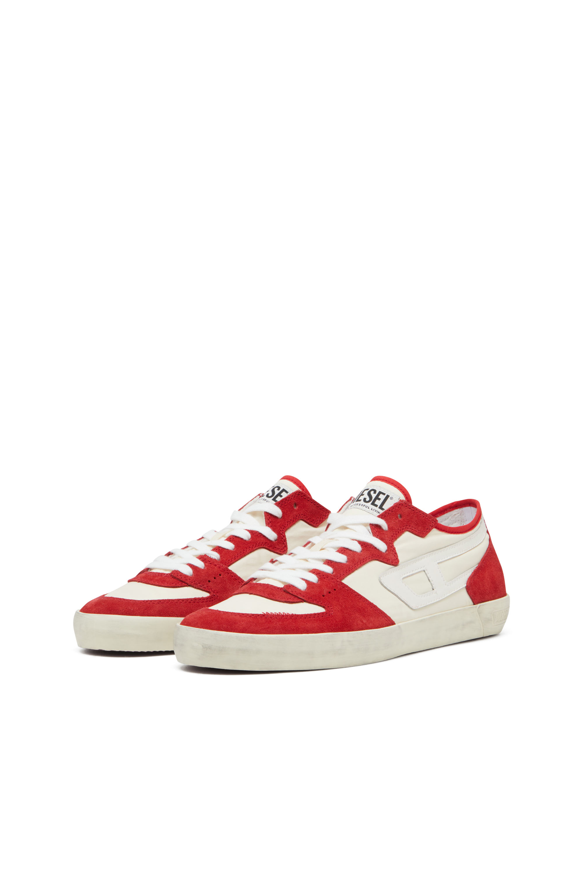 Diesel - S-LEROJI D-1 LOW, Herren Sneakers aus gepolstertem Ripstop und Veloursleder in Rot/Weiss - 8