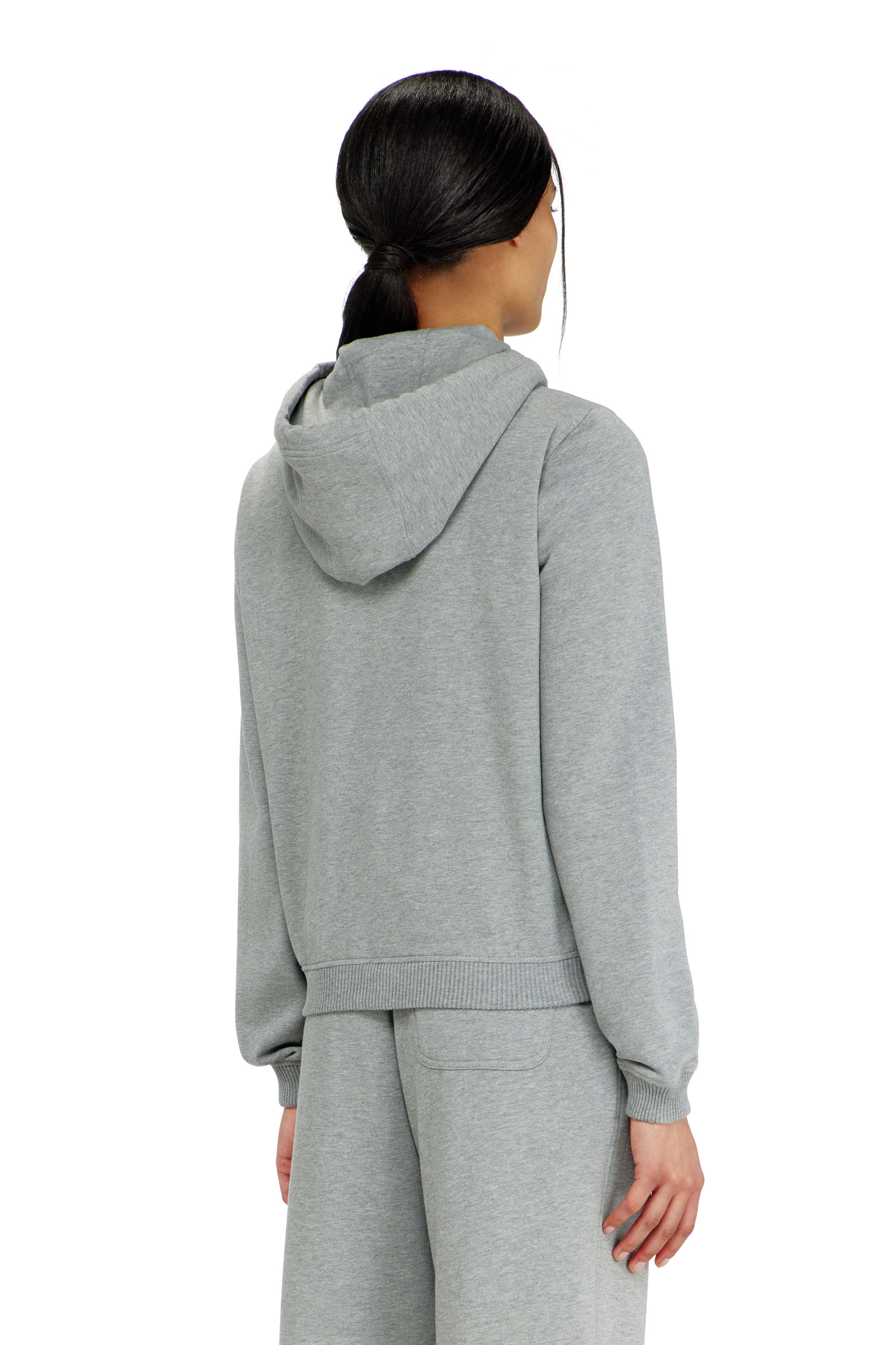 Diesel - HARRIET-D-CORE, Woman's Hoodie in peached cotton blend in Grey - 3