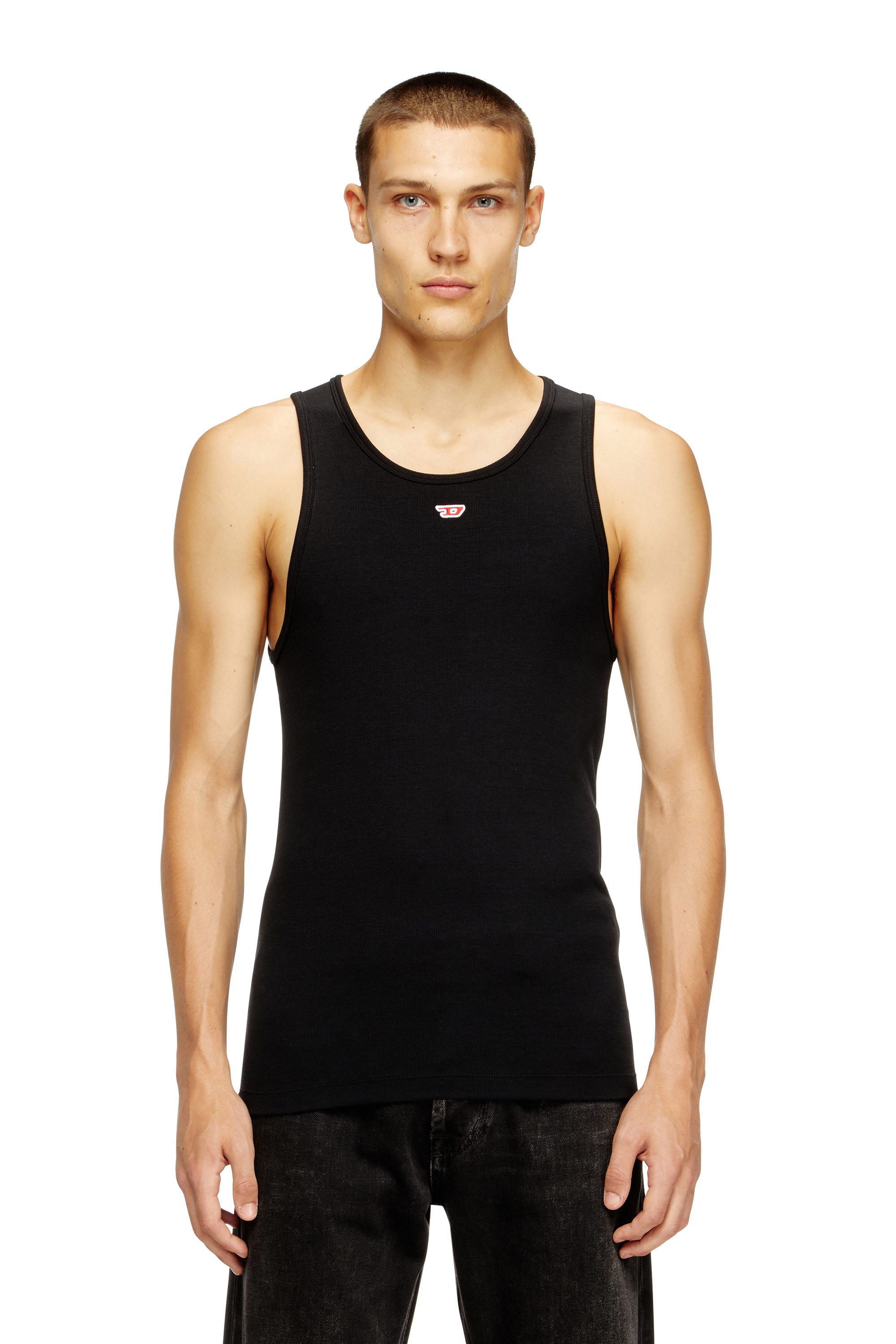 Diesel - T-LIFTY-D, Man's Tank top with mini D logo patch in Black - 3
