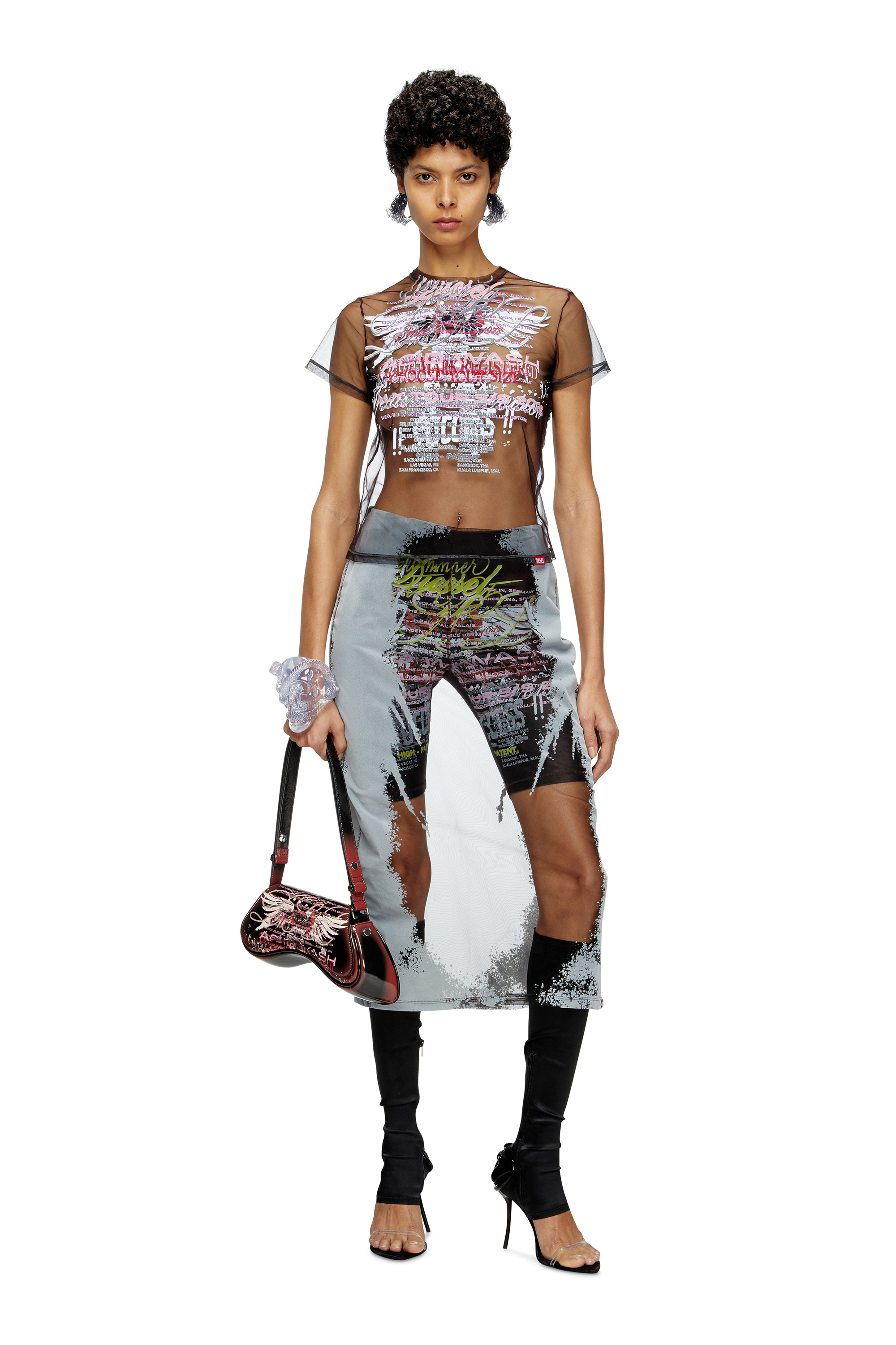 Diesel - PLAY CROSSBODY, Damen Play-Schultertasche mit glänzendem PU-Print in Schwarz/Braun - 6