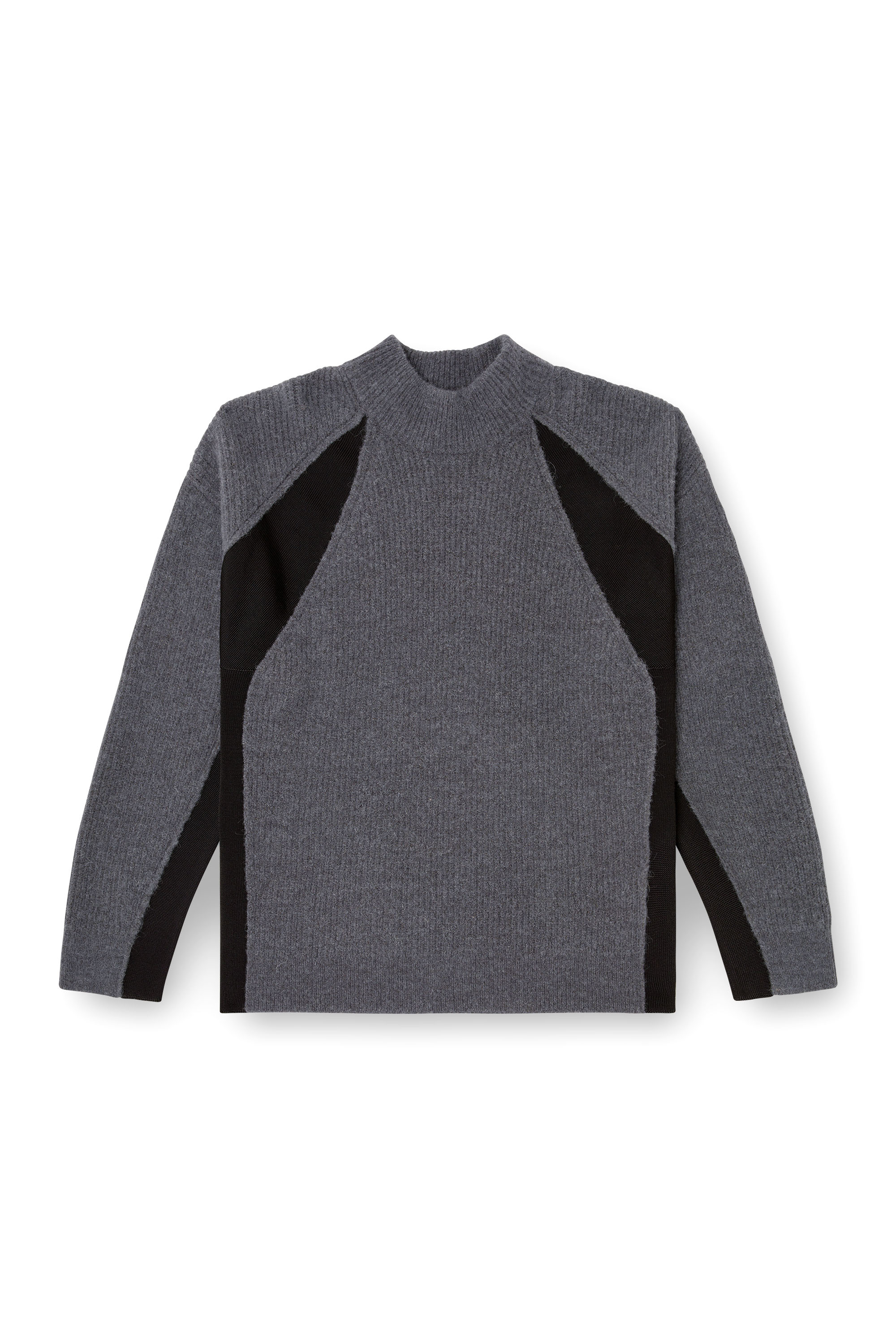 Diesel - K-LOLLO-TN, Herren Pullover aus Alpakamischung mit kontrastierenden Einsätzen in Grau - 3