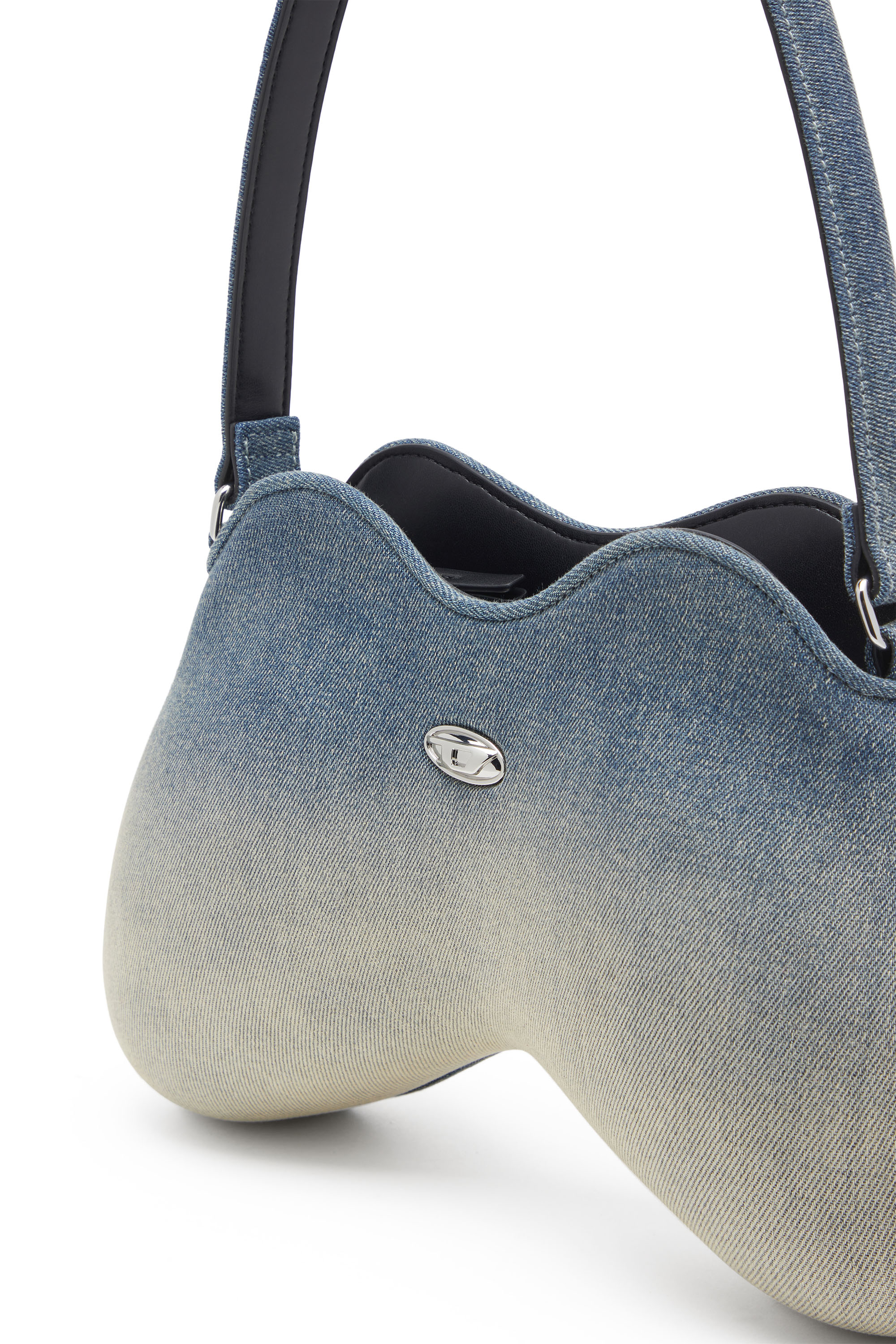 Diesel - DOUBLE-D SHOULDER, Woman's Shoulder bag in solarised denim in Light Blue - 5