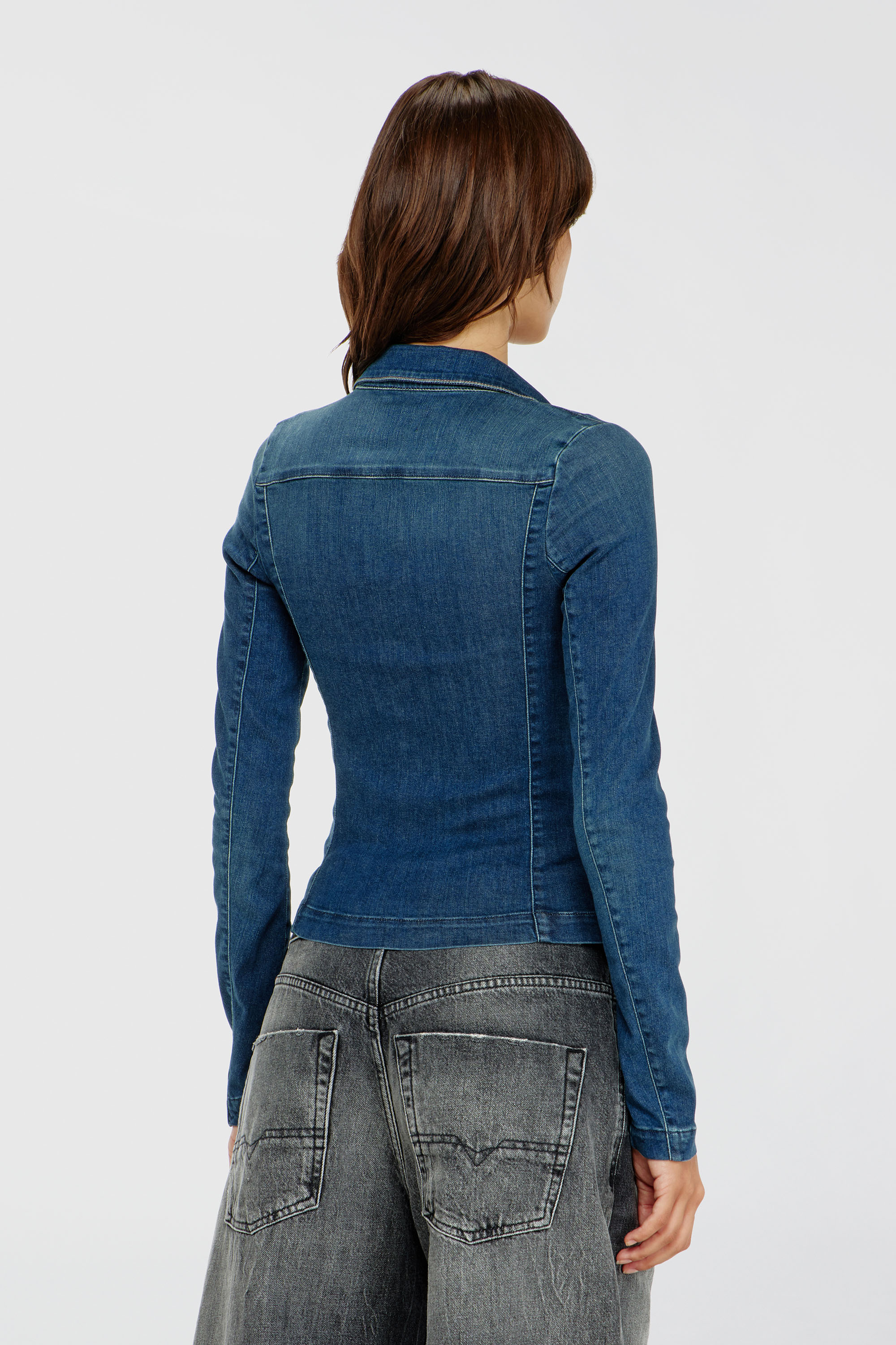Diesel - DE-QUINOR-S1, Damen Hemd mit Rei&szlig;verschluss aus denim in Mittelblau - 4