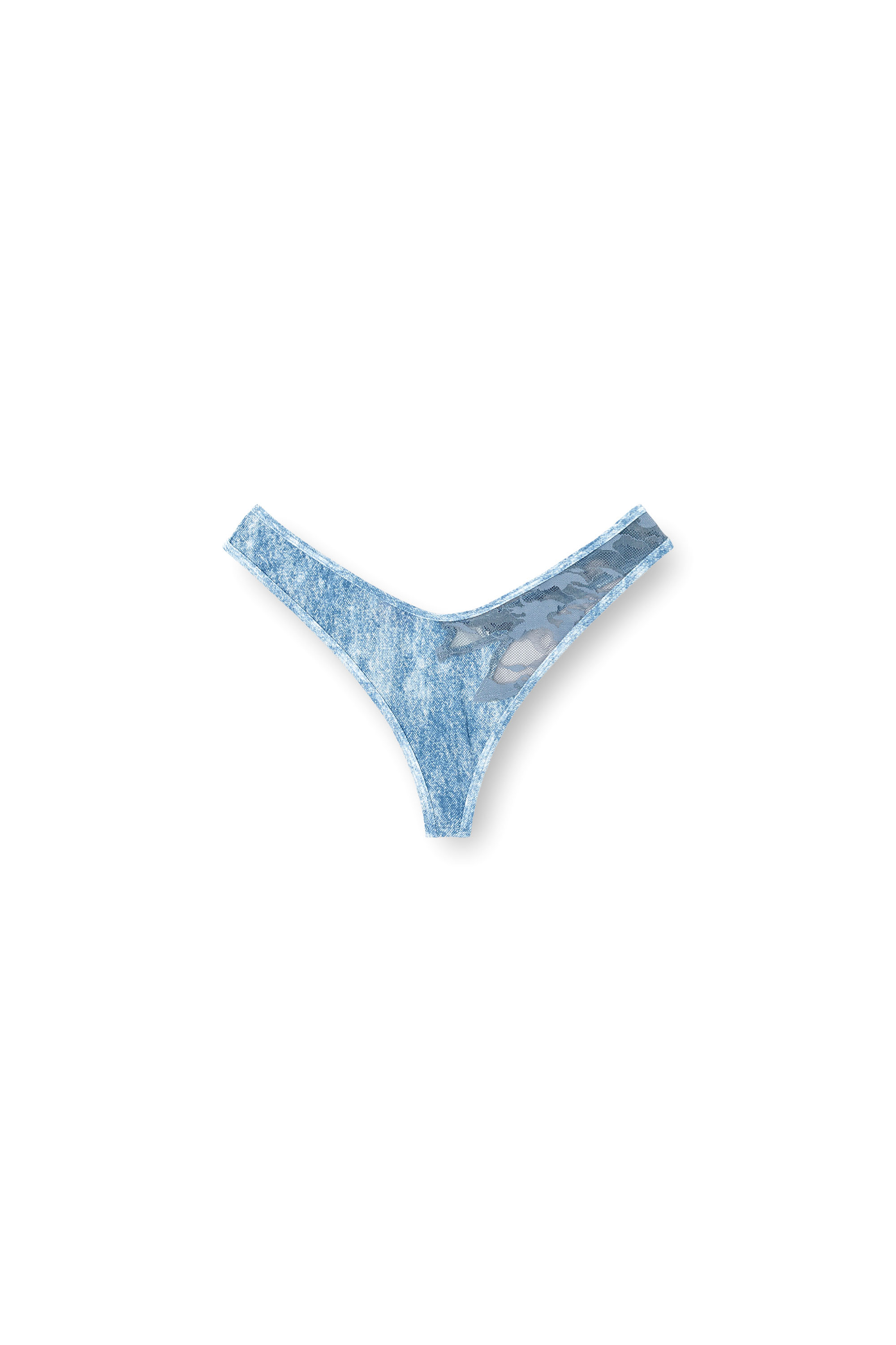 Diesel - LACE-THONG, Damen String aus Mikrofaser und Camouflage-Spitze in Hellblau - 4