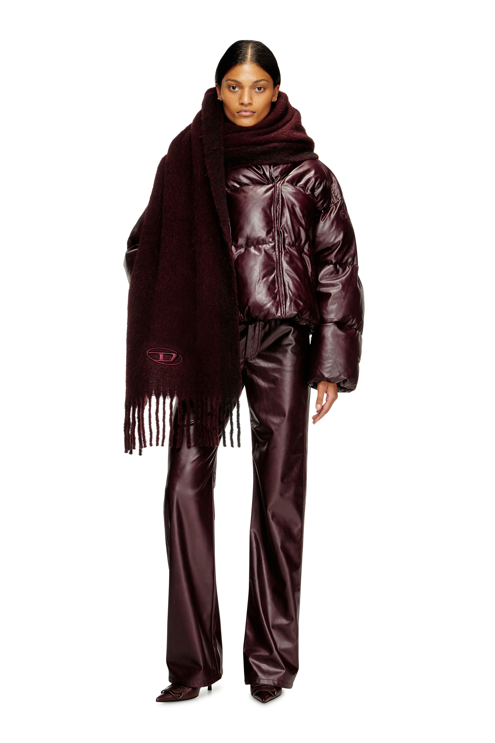 Diesel - FR-S-OLID, Unisex Jacquard-Wollschal in Burgunderrot in Burgunderrot - 5