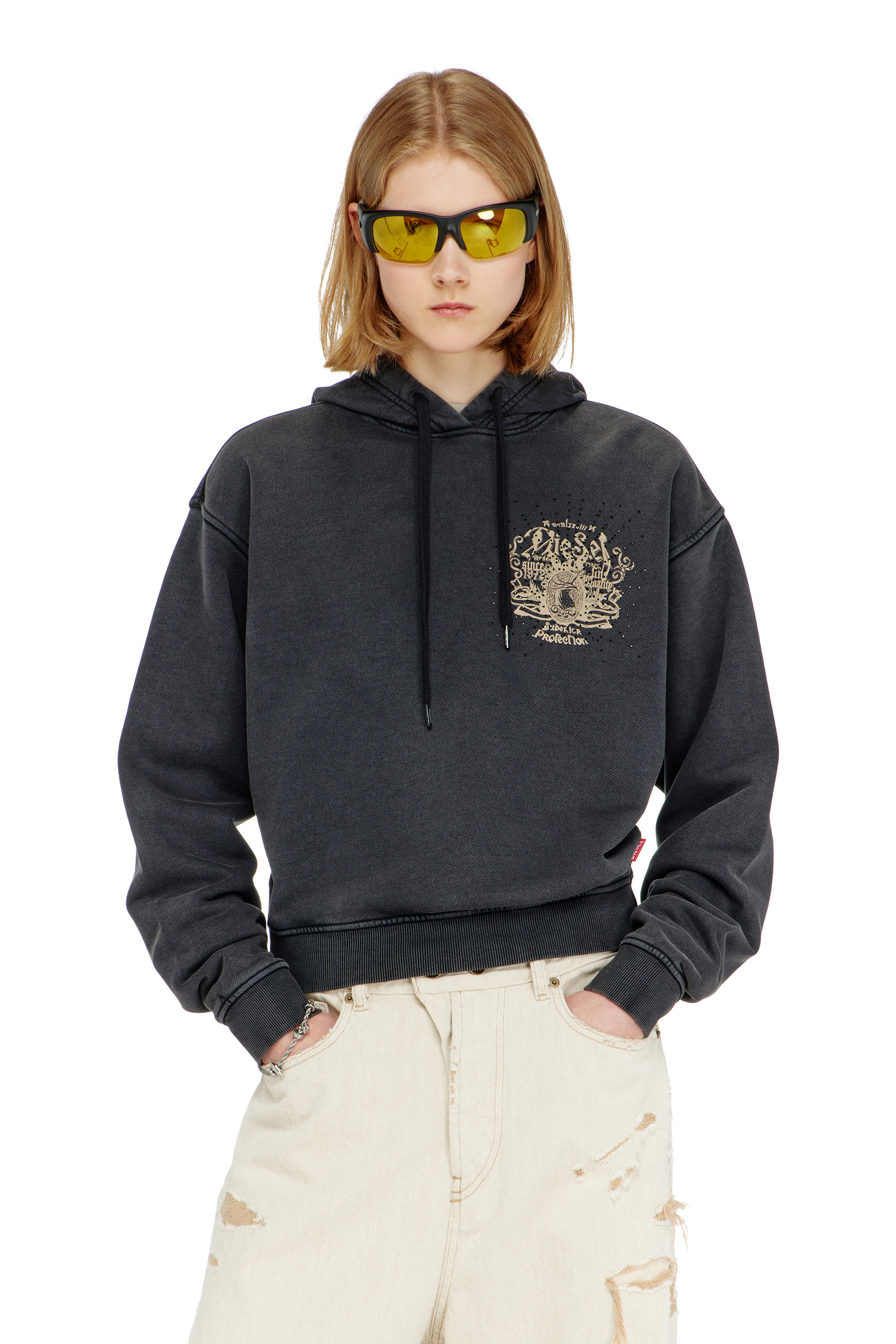 Diesel - F-PHOENY, Damen Hoodie mit Prints und Strasssteinen in null - 1