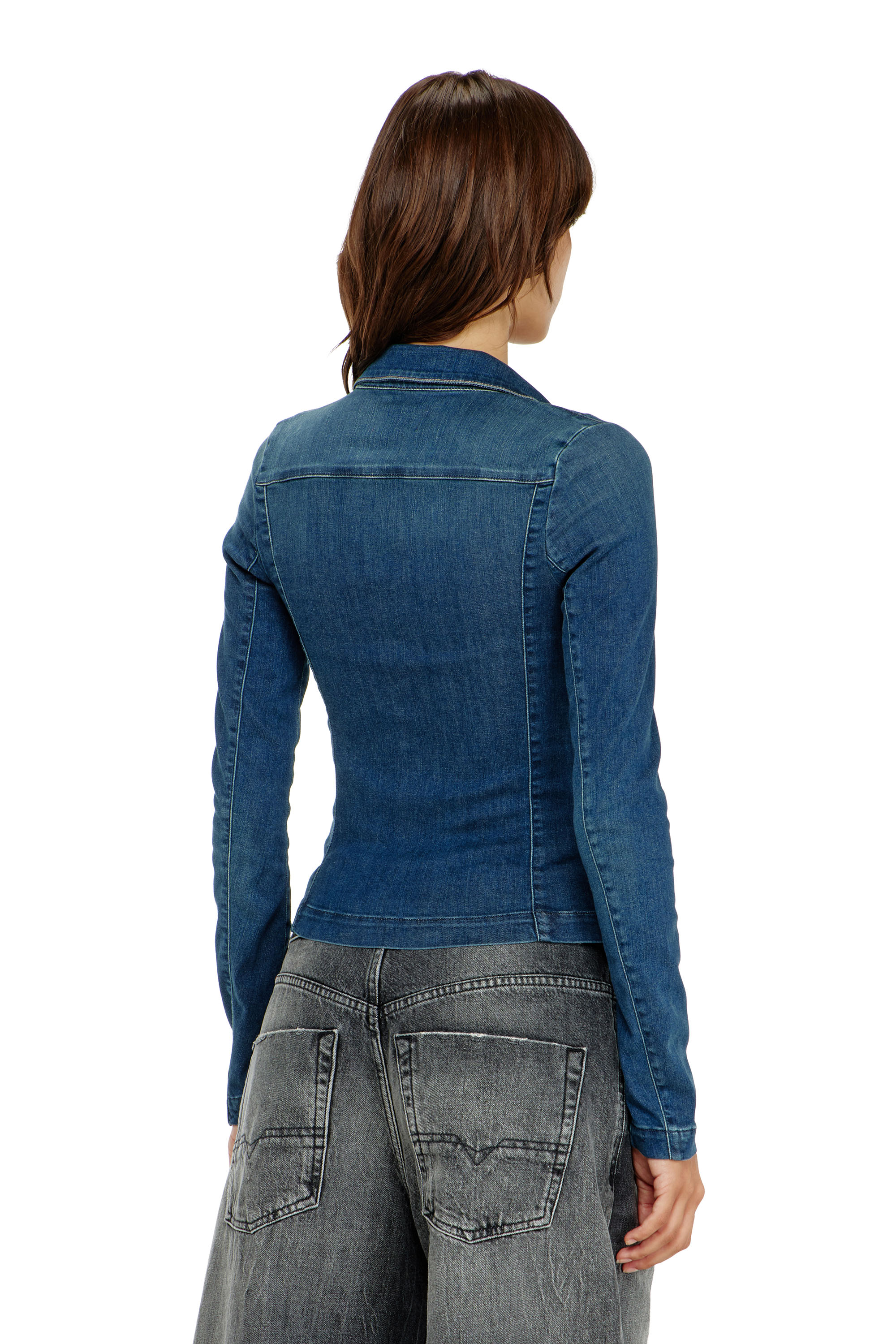 Diesel - DE-QUINOR-S1, Damen Hemd mit Rei&szlig;verschluss aus denim in Mittelblau - 4