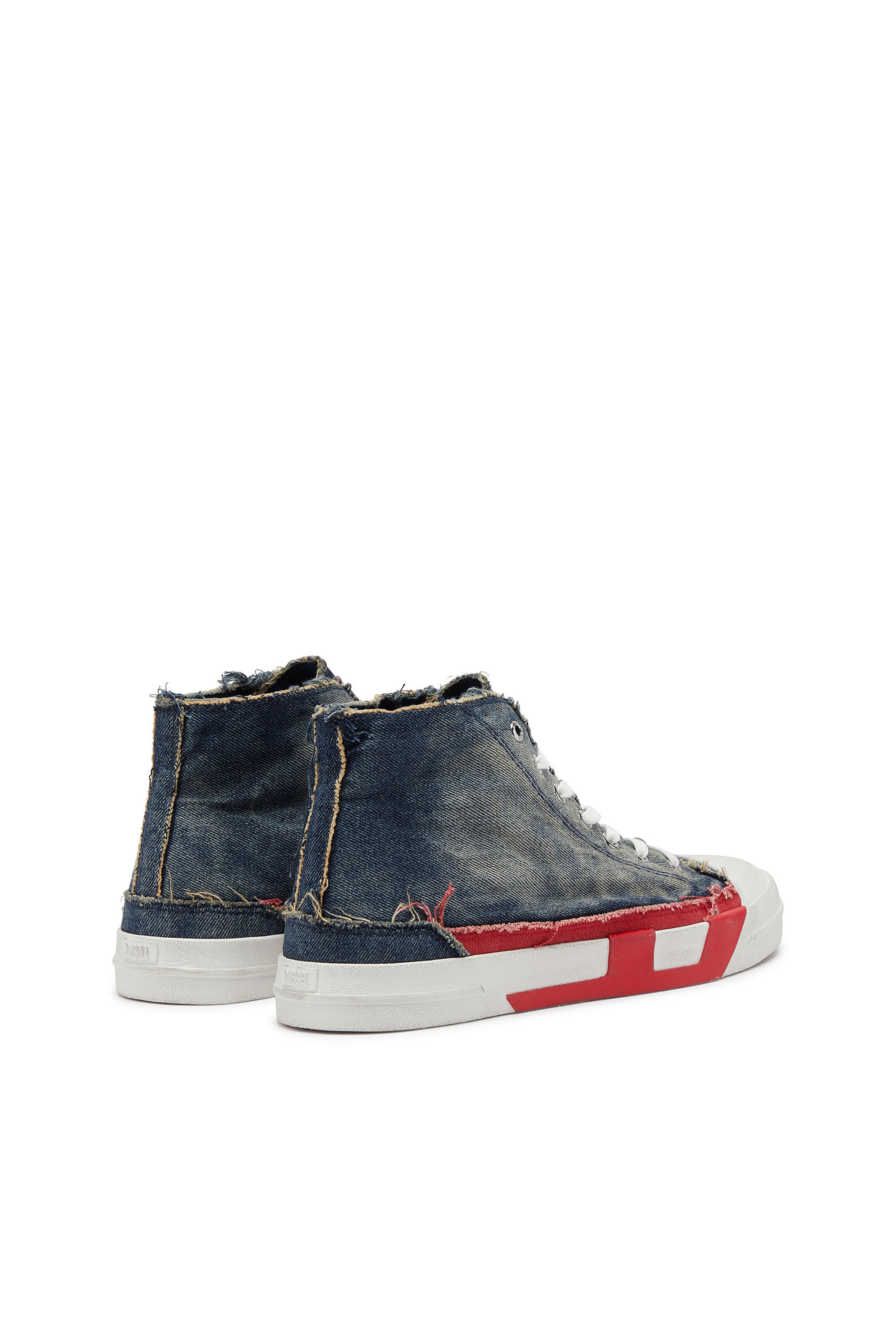 Diesel - S-D-VERSE MID II, Herren D-Verse-High-Top-Sneaker aus Denim mit D-Logo in Blau/Rot - 4