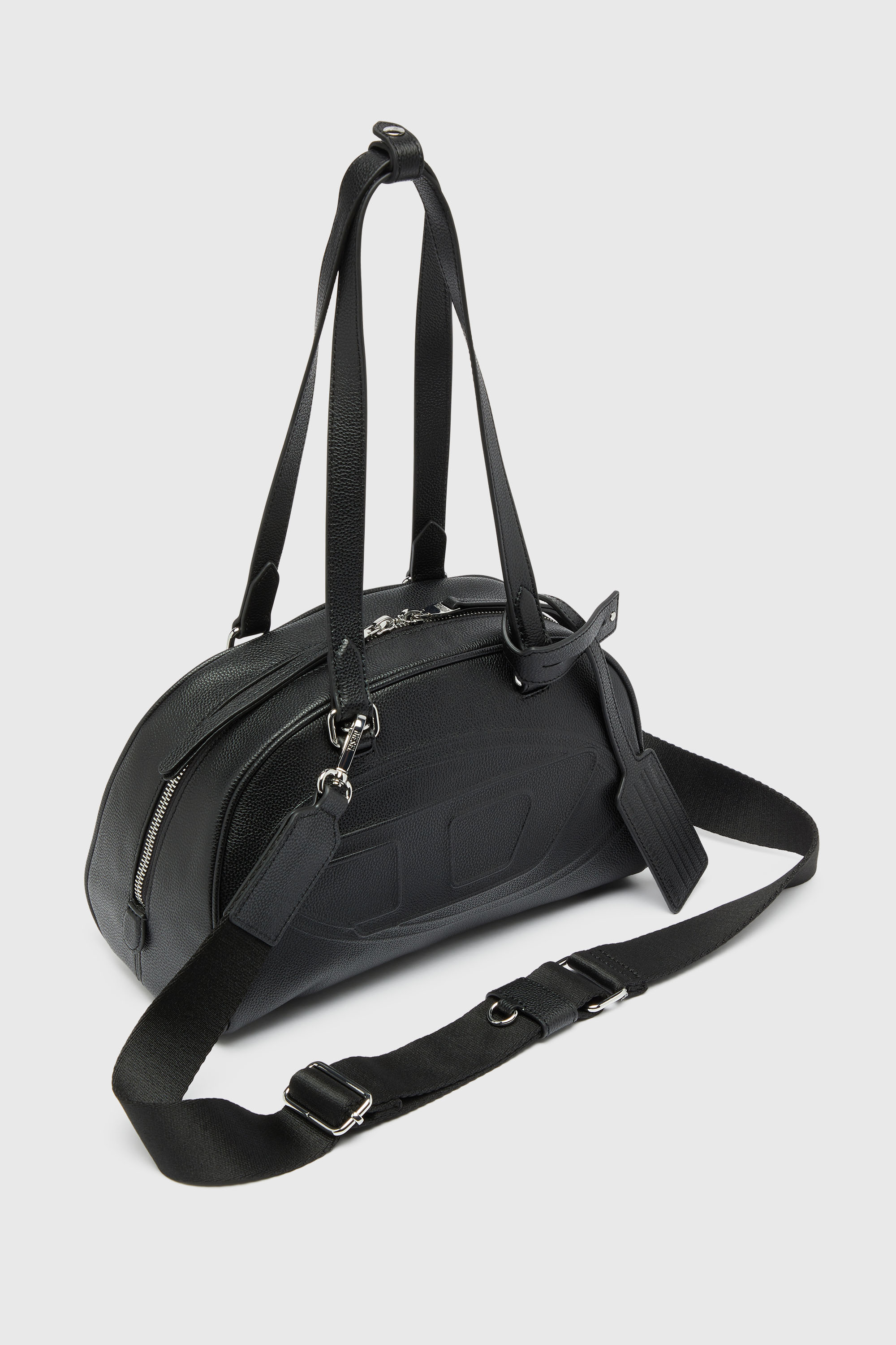 Diesel - 1DR DOME SHOULDER, Unisex 1DR Dome - Boston Bag aus Leder mit gepr&auml;gtem Logo in Schwarz - 6