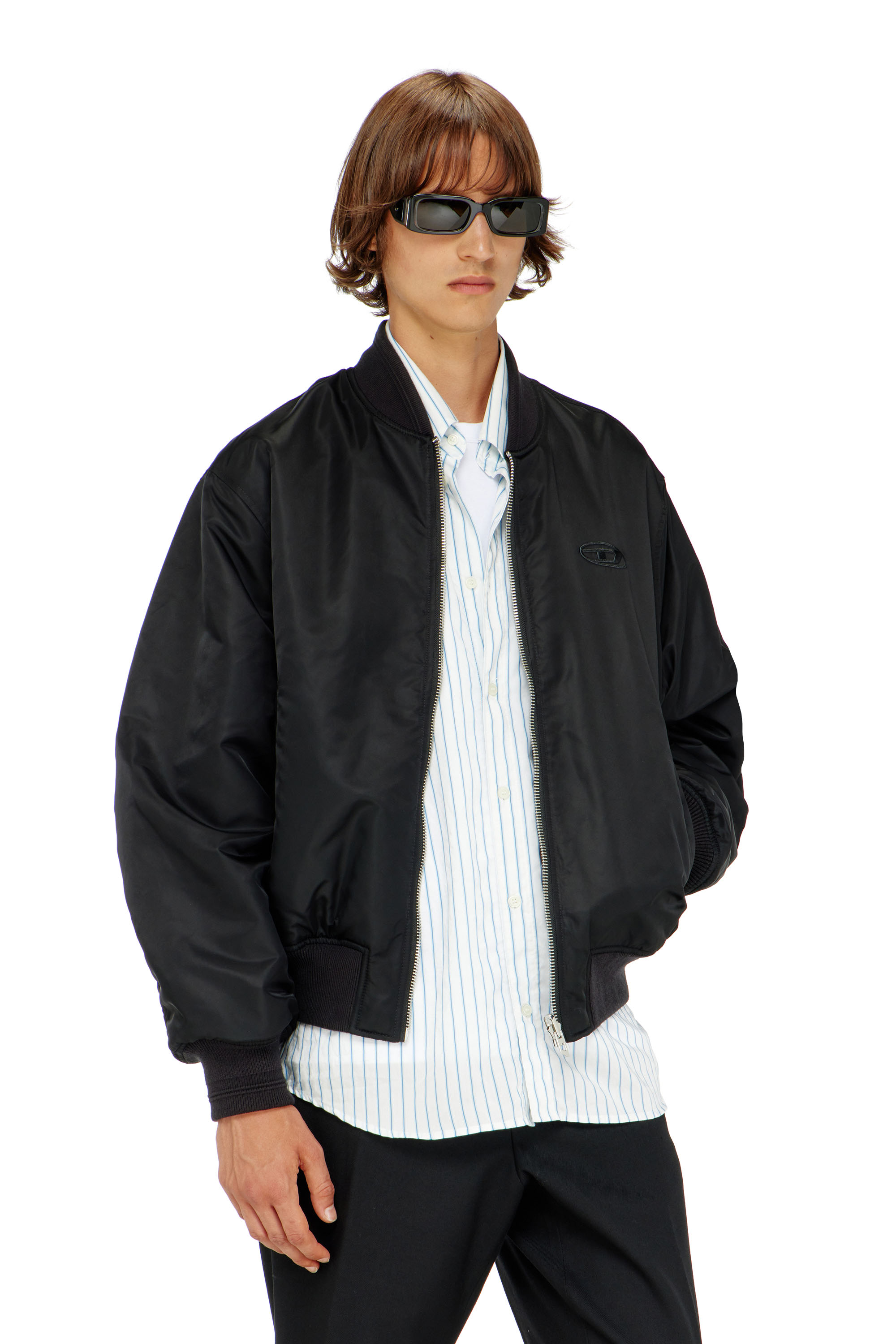Diesel - W-TYPE-D1, Herren Gesteppte Bomberjacke mit Oval-D-Stickerei in Schwarz - 1