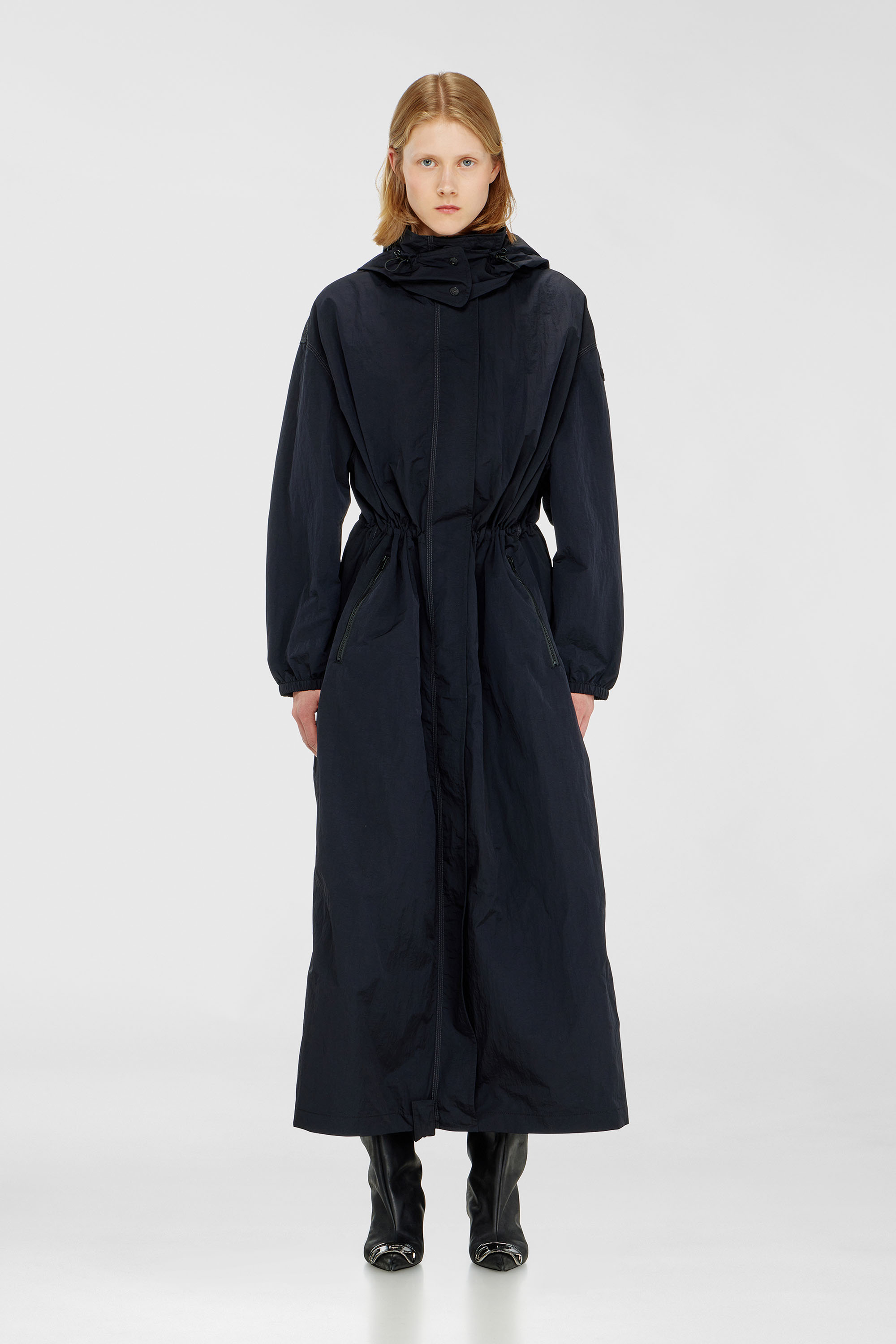 Diesel - G-ASTER-T1, Damen Nylon-Trenchcoat mit abnehmbarer Kapuze in Mitternachtsblau - 3