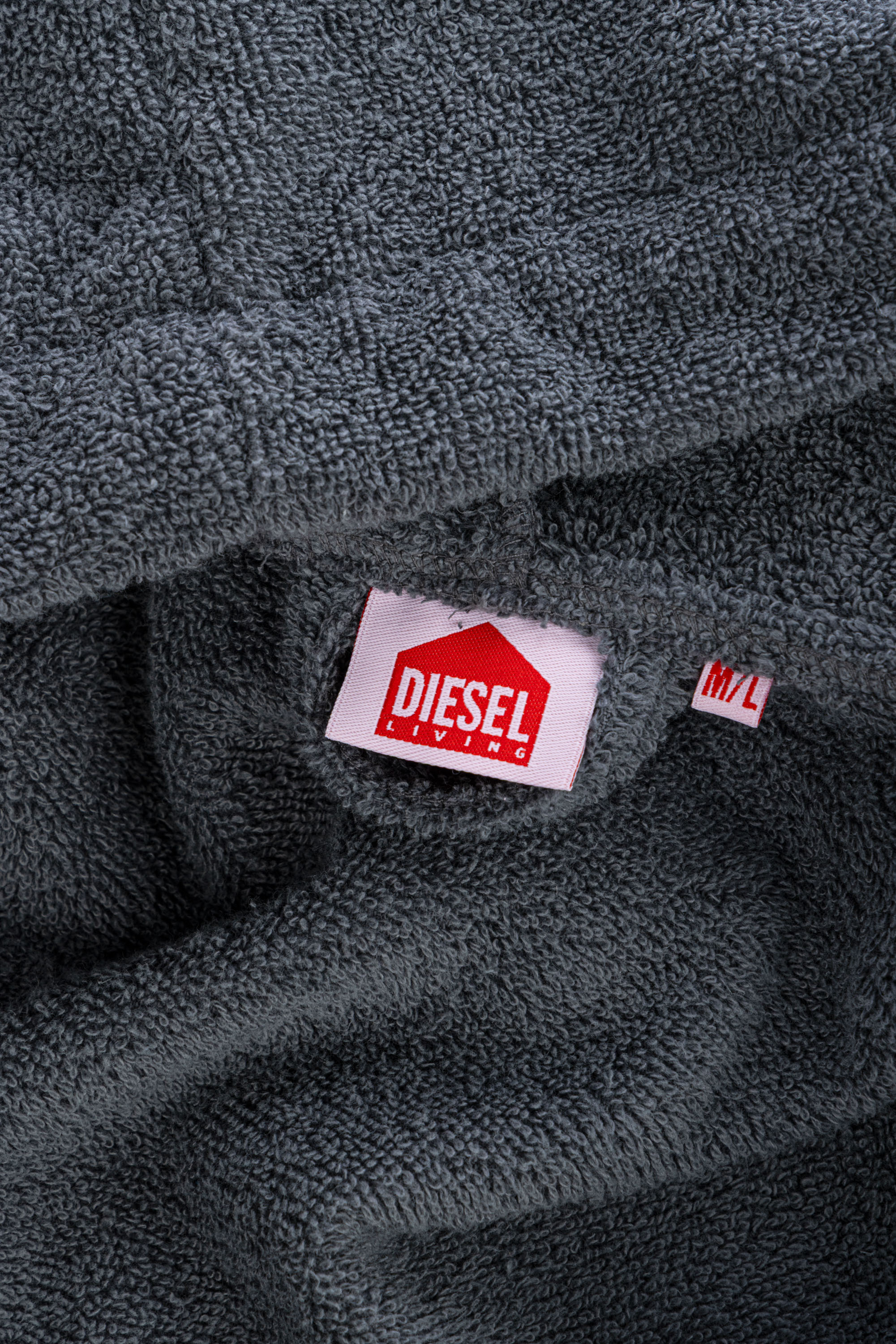 Diesel - 1015111 LOGO-COTTON BATHROBE SIZE M/L GR, Unisex Bademantel aus Baumwoll-Frottee, Größe M/L in Dunkelgrau - 3
