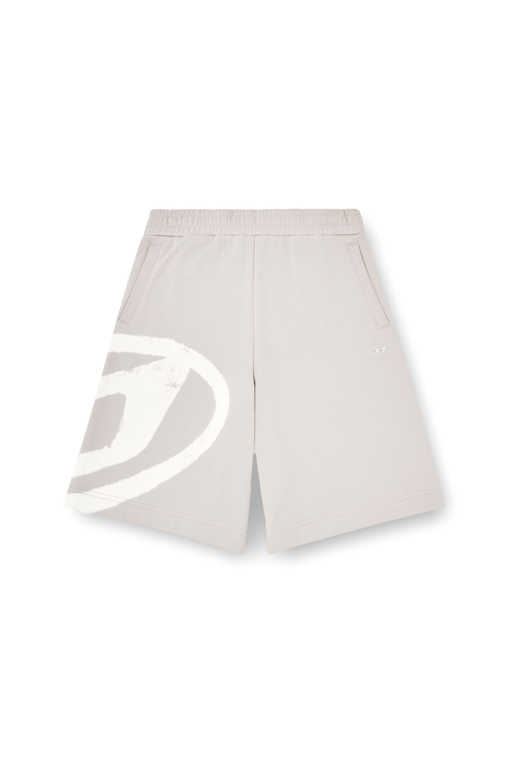 Diesel - P-CROW-BLEACH, Herren Sweatshorts mit gebleichtem Logo in Grau/Weiss - 4