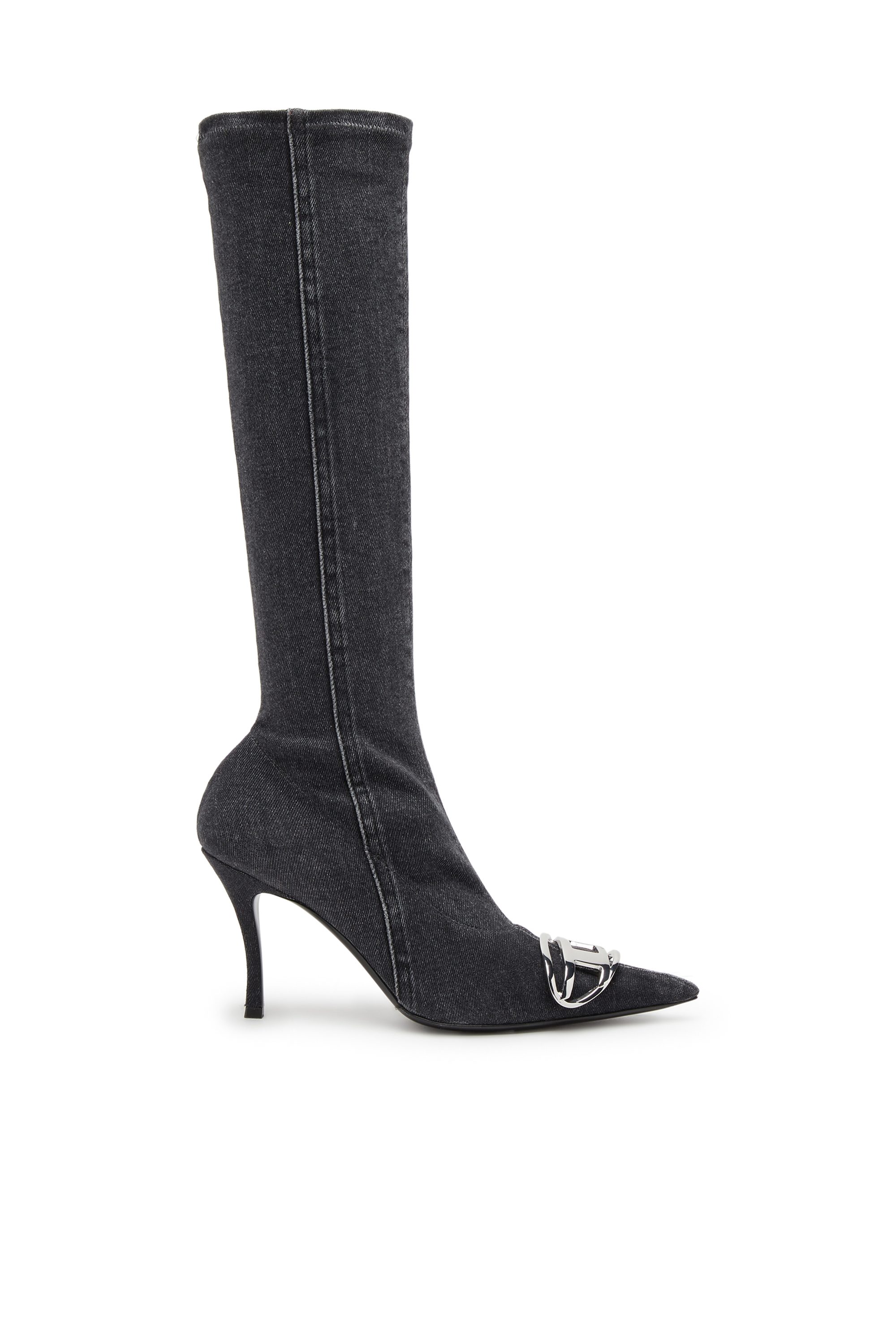 Diesel - D-VENUS KB D, Damen D-Venus-Kniehohe Stiefel aus Stretch-Denim in Schwarz - 1