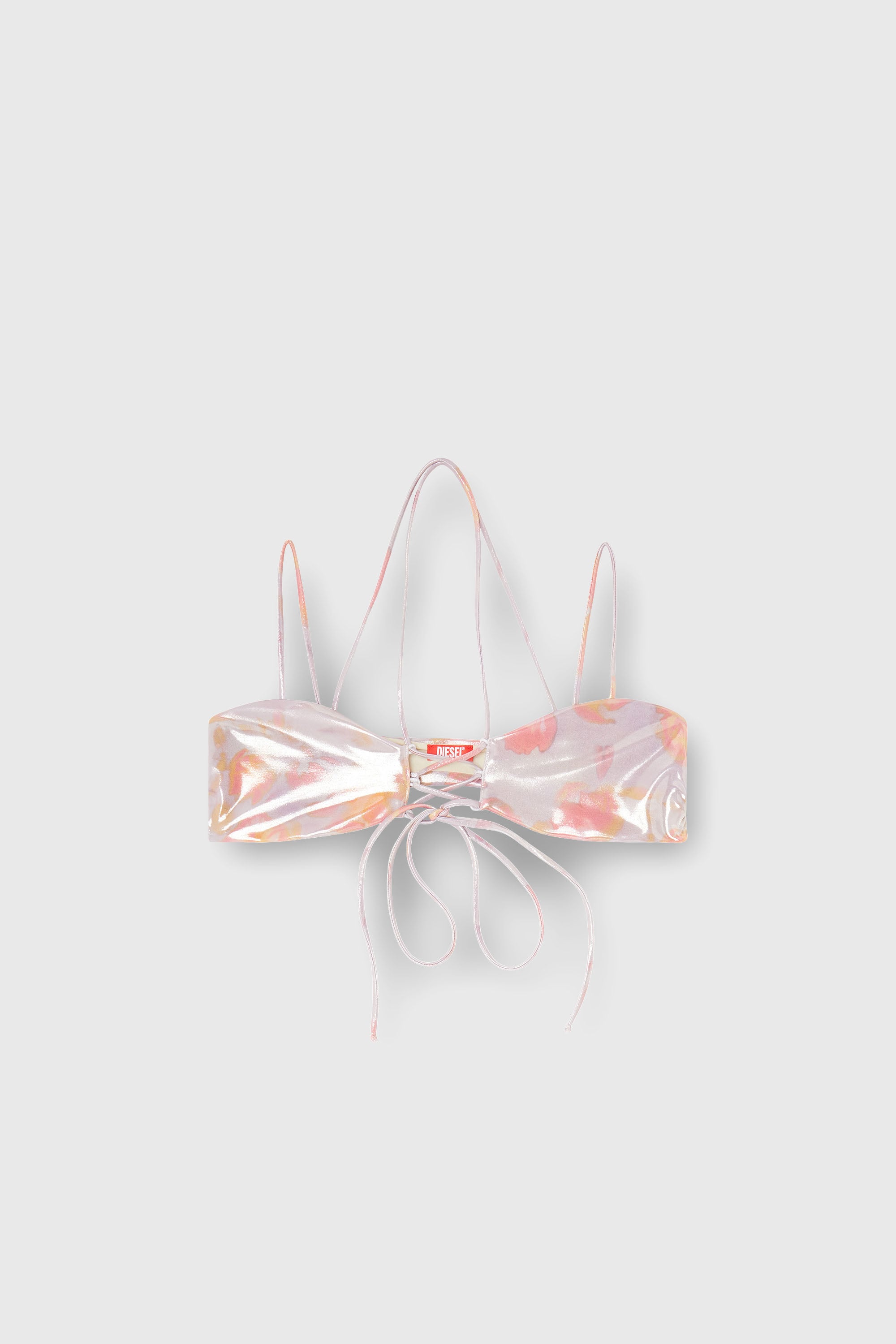 Diesel - NADINE-UTLT, Damen Metallisches Strappy-Bikini-Top mit Blumenprint in Lila - 2