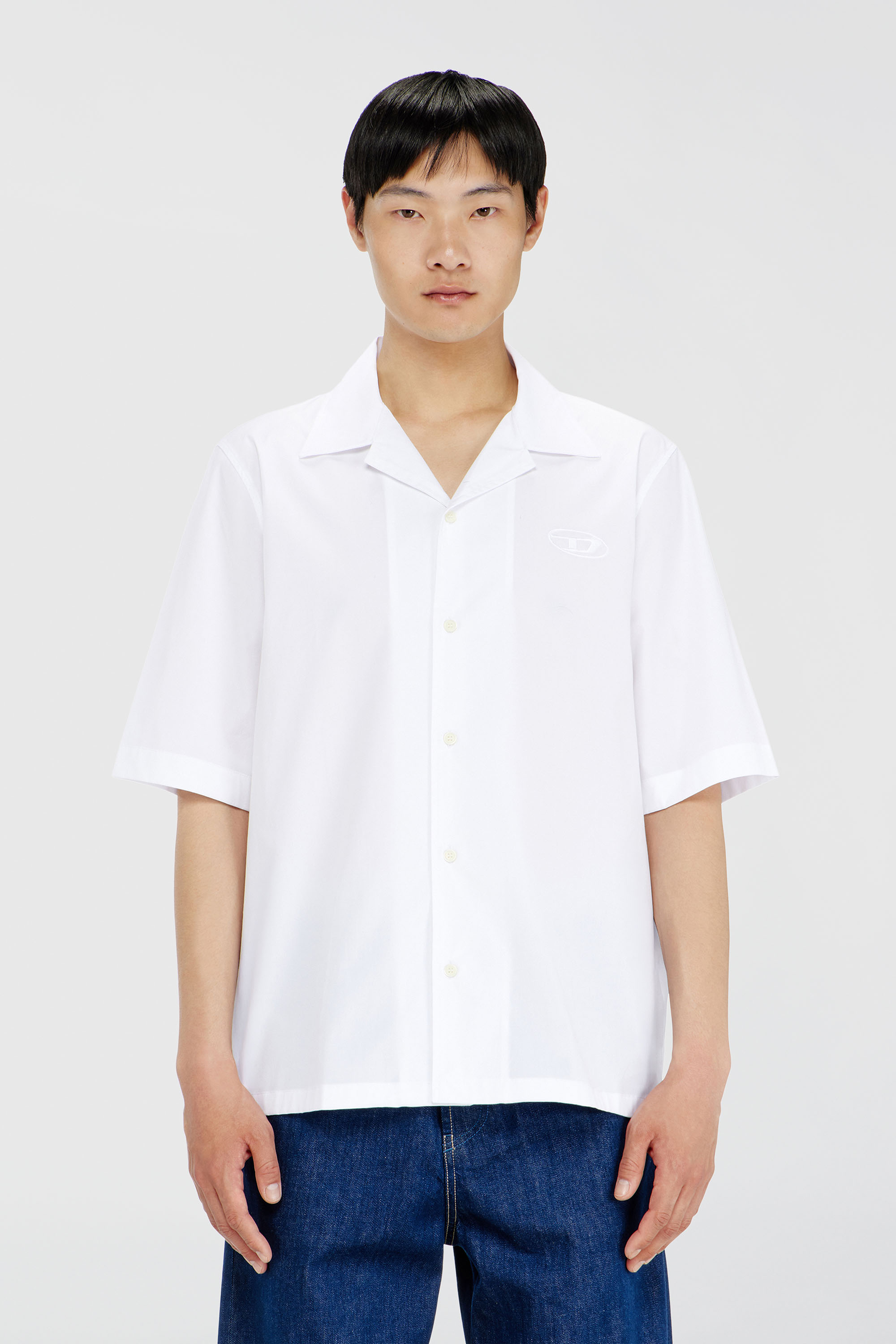 Diesel - S-MAC-GSBH, Herren Stretch-Popeline-Hemd mit Oval-D-Stickerei in Wei&szlig; - 3