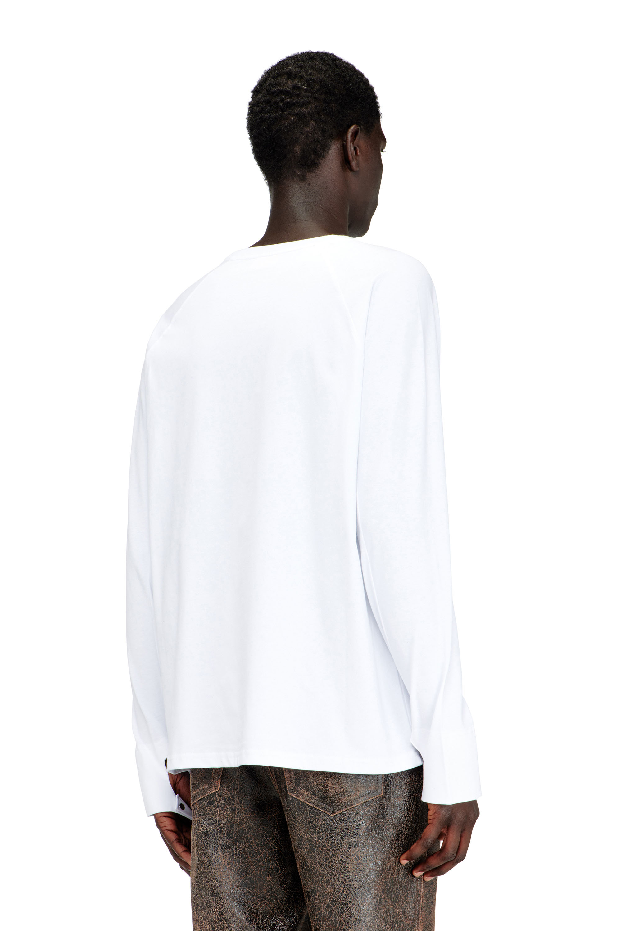 Diesel - T-KRISTIAN, Herren T-Shirt mit Biker-Detail am &Auml;rmelabschluss in Wei&szlig; - 4