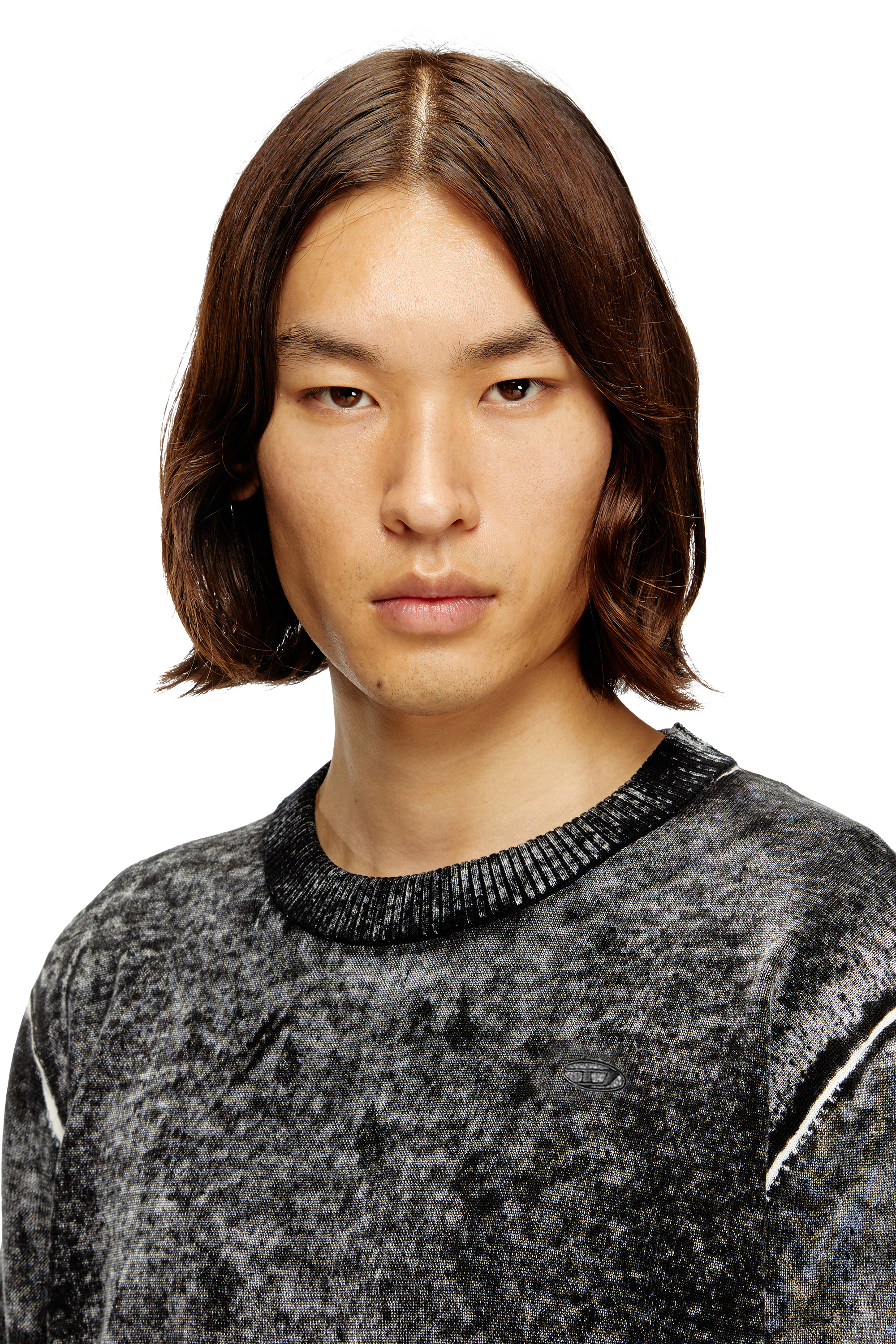 Diesel - K-LAURENT, Herren Pullover mit verblasstem R&uuml;ckendruck in Grau - 5