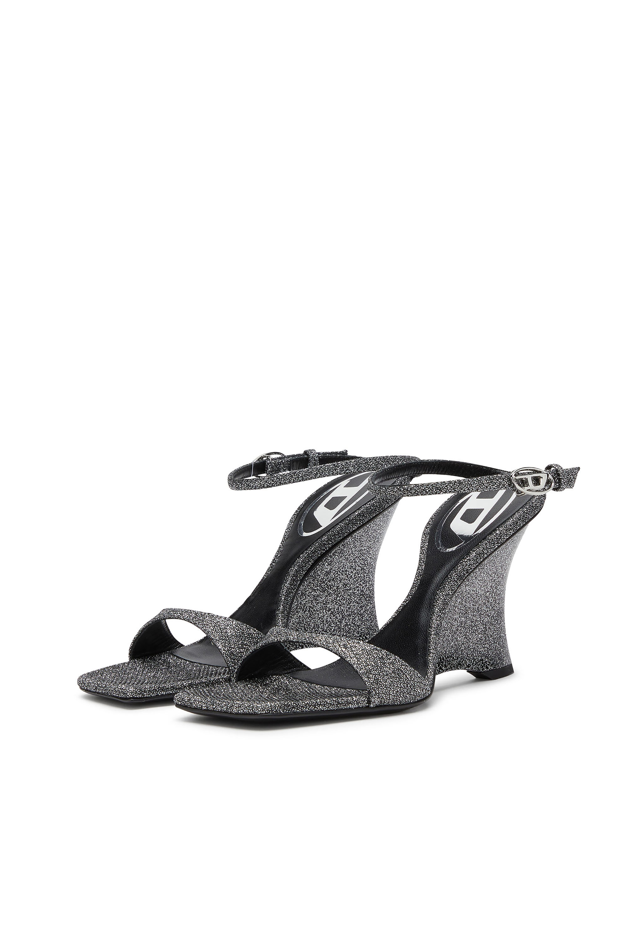 D-AMBER SANDAL WEDGE, Silber Diesel - D-AMBER SANDAL WEDGE, Damen D-Amber-Wedge Sandalen aus Lurexstoff in Silber - 7
