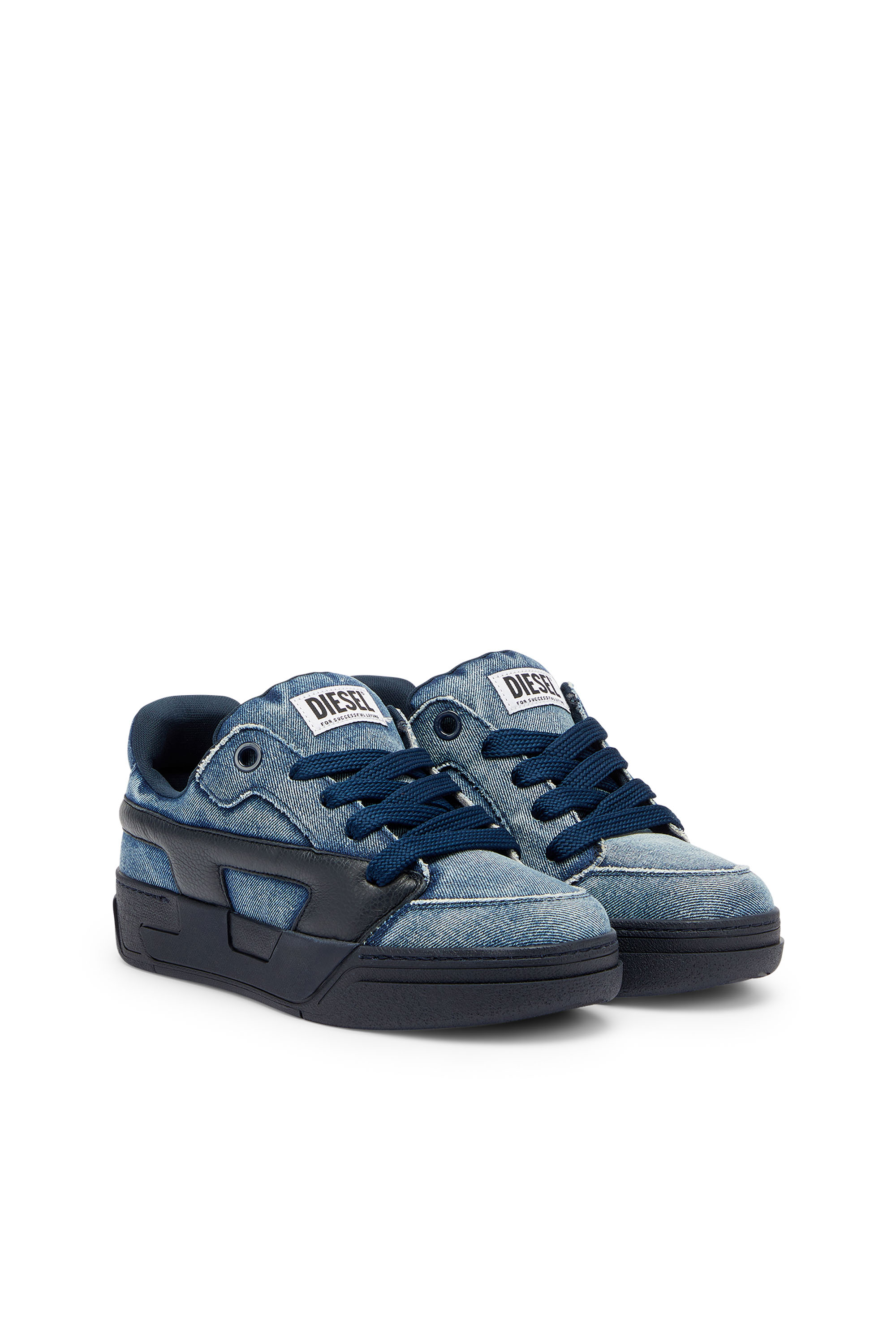 Diesel - S-D-OLLIE LOW, Herren S-D-Ollie &ndash; Sneakers aus gewaschenem, ausgefranstem Denim in Blau - 2