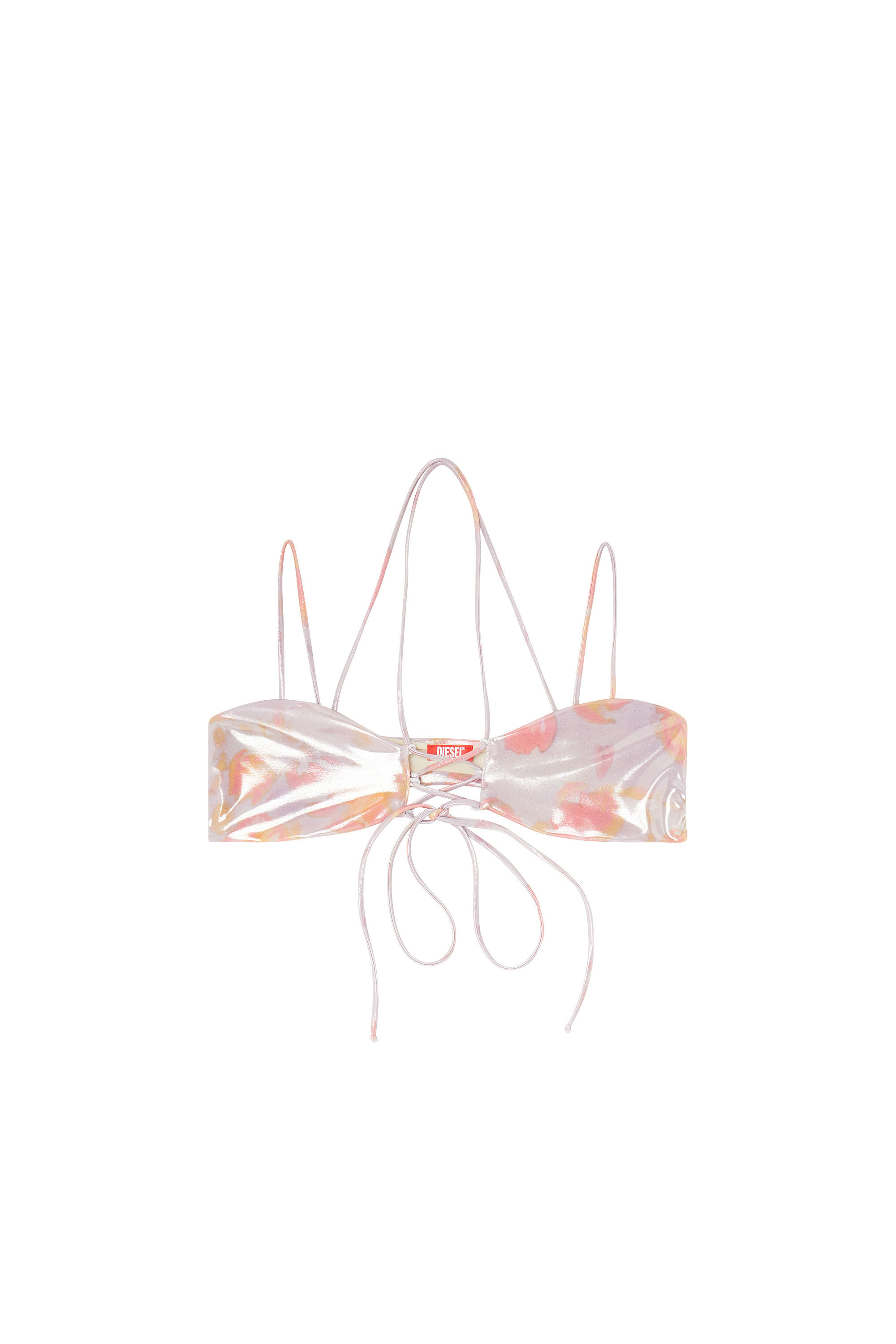 Diesel - NADINE-UTLT, Damen Metallisches Strappy-Bikini-Top mit Blumenprint in Lila - 3