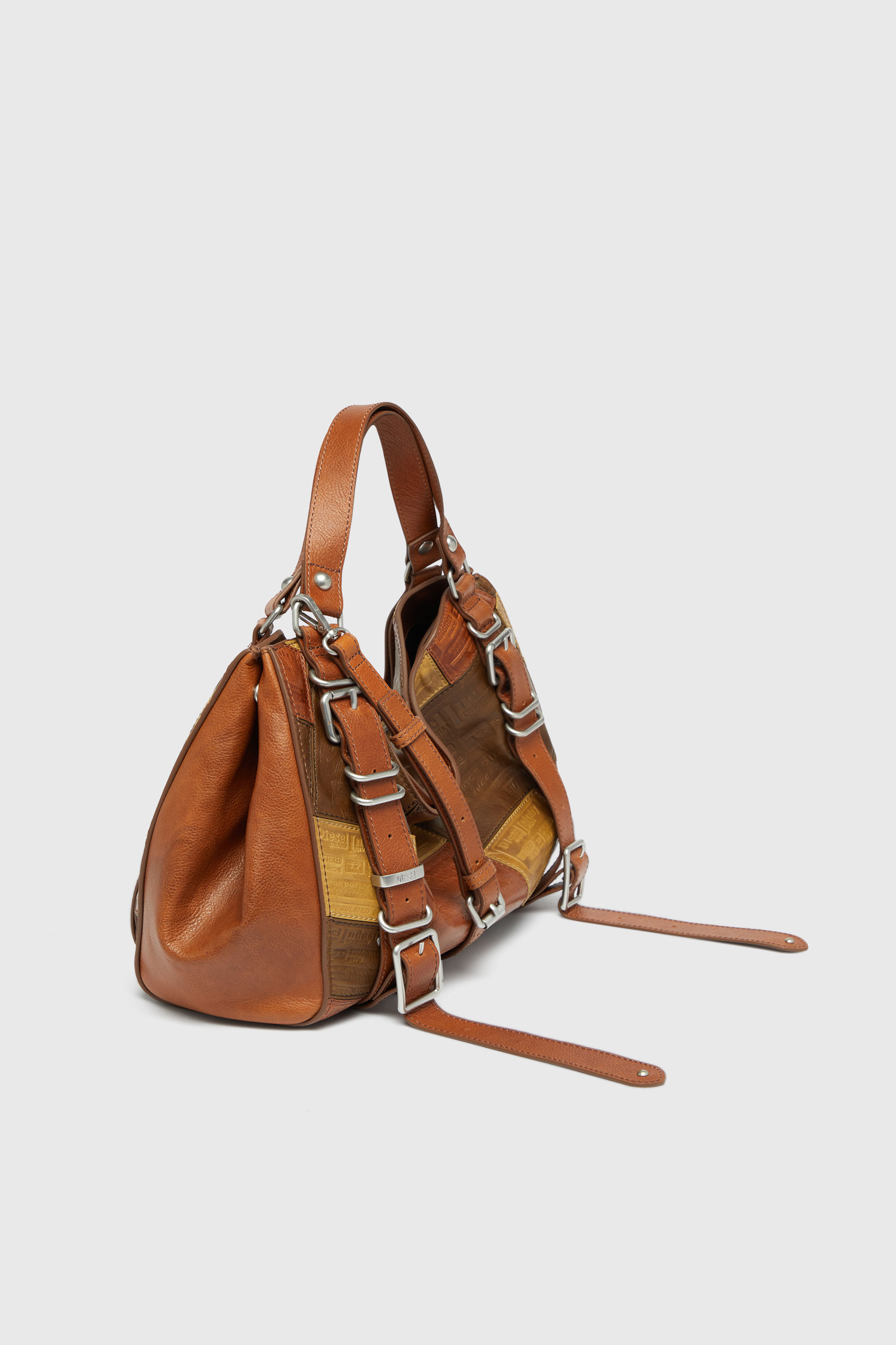 Diesel - D-ONE TOPHANDLE M, Unisex D-One-Medium Henkeltasche aus Patchwork-Leder in Braun - 4