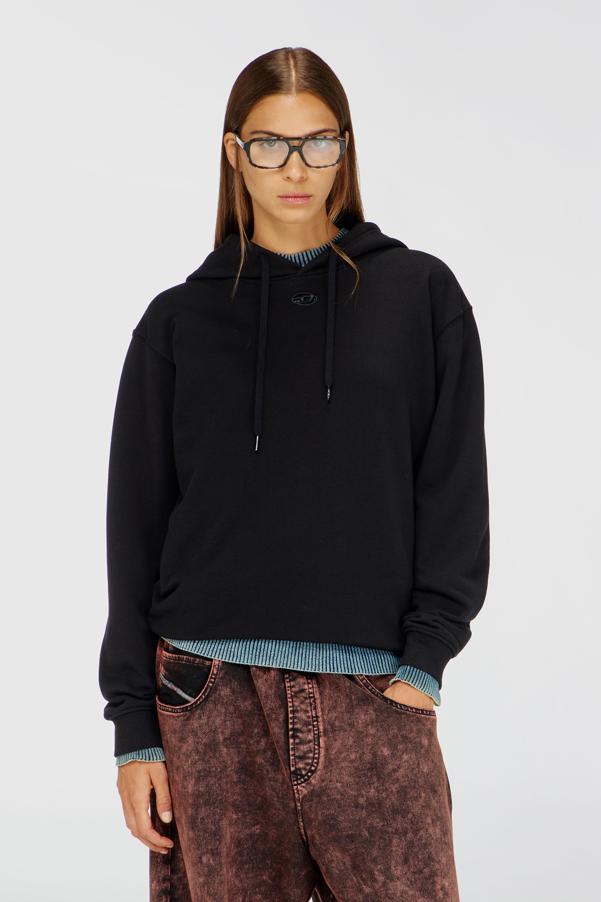Diesel - F-NORMY-HOOD-OD, Damen Sweatshirt aus Baumwolle mit Oval D Logo in Schwarz - 1
