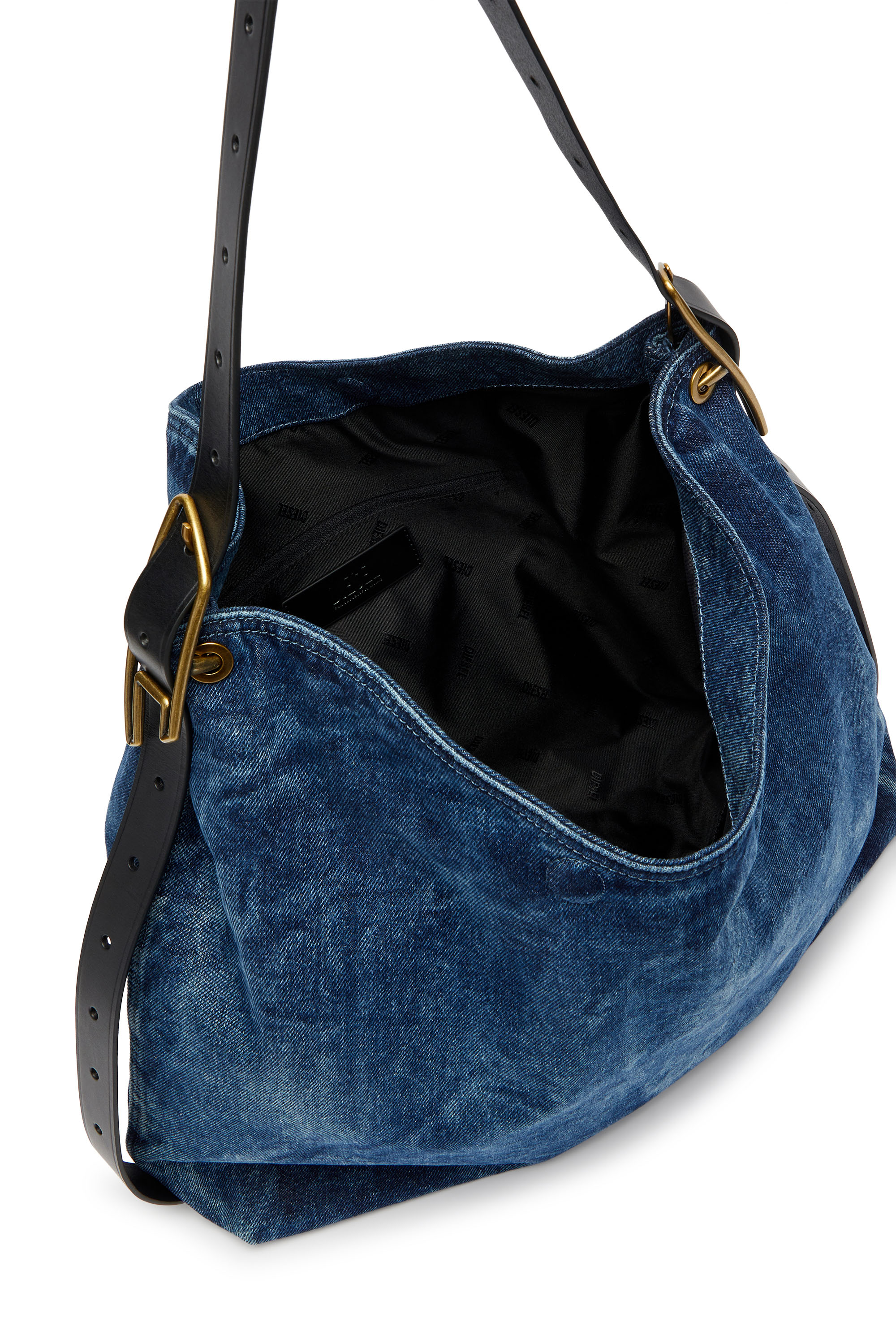 Diesel - D-LINE HOBO L, Damen D-Line-Denim Hobo-Tasche in Mittelblau - 4