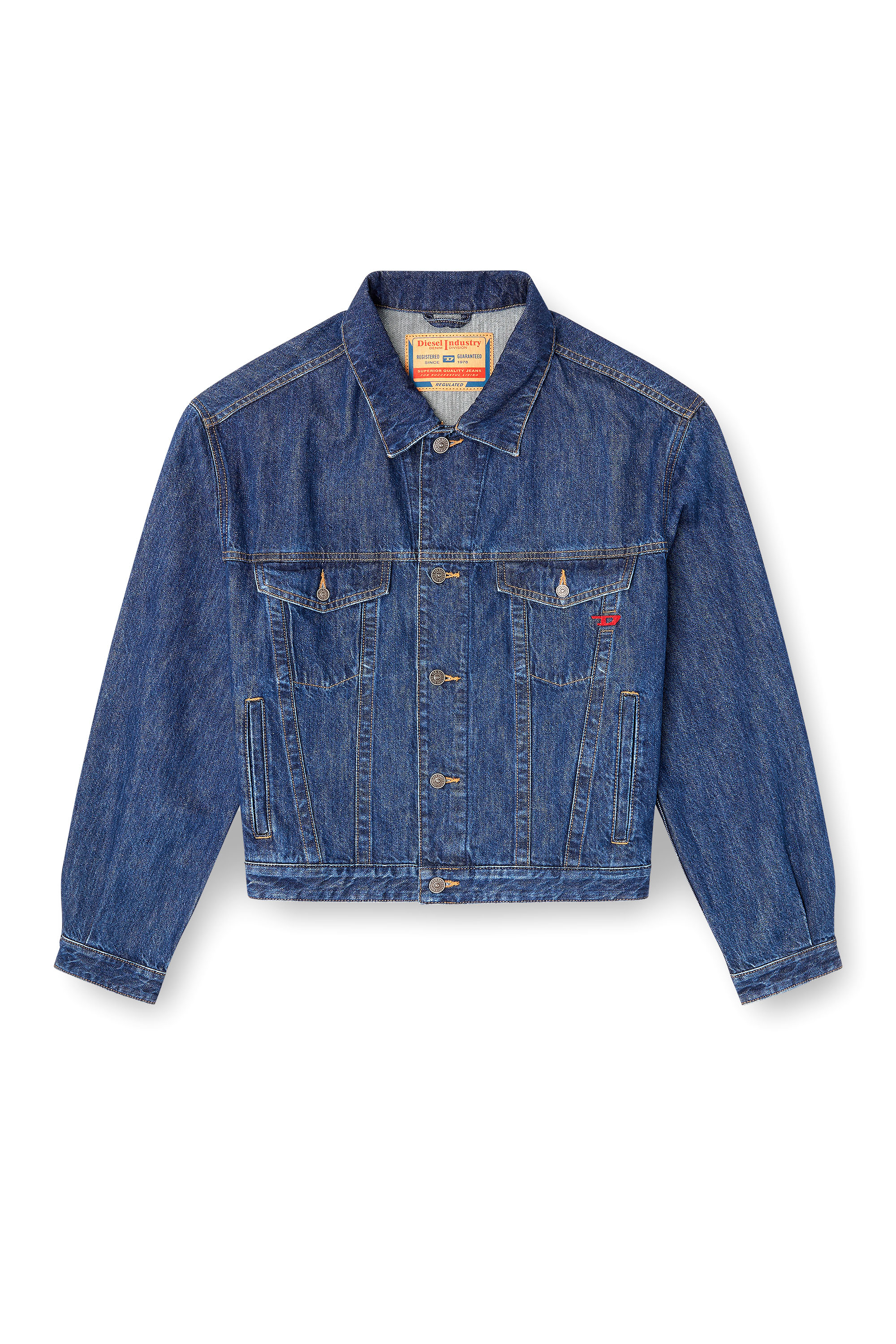 Diesel - D-RANGER, Herren Truckerjacke aus Denim in Mittelblau - 3