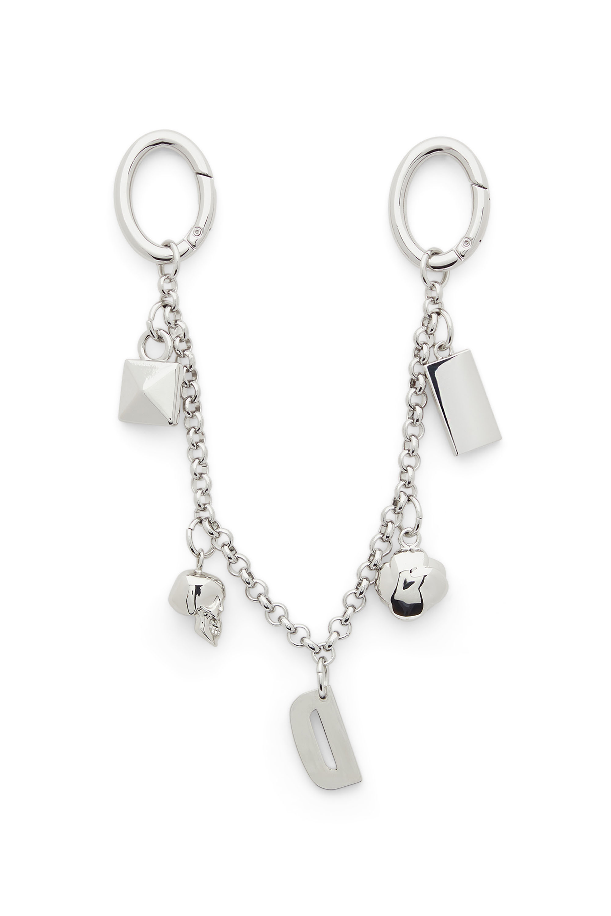 Diesel - CHAIN-D II S, Damen Metallkette mit ikonischen Anh&auml;ngern in Silber - 2