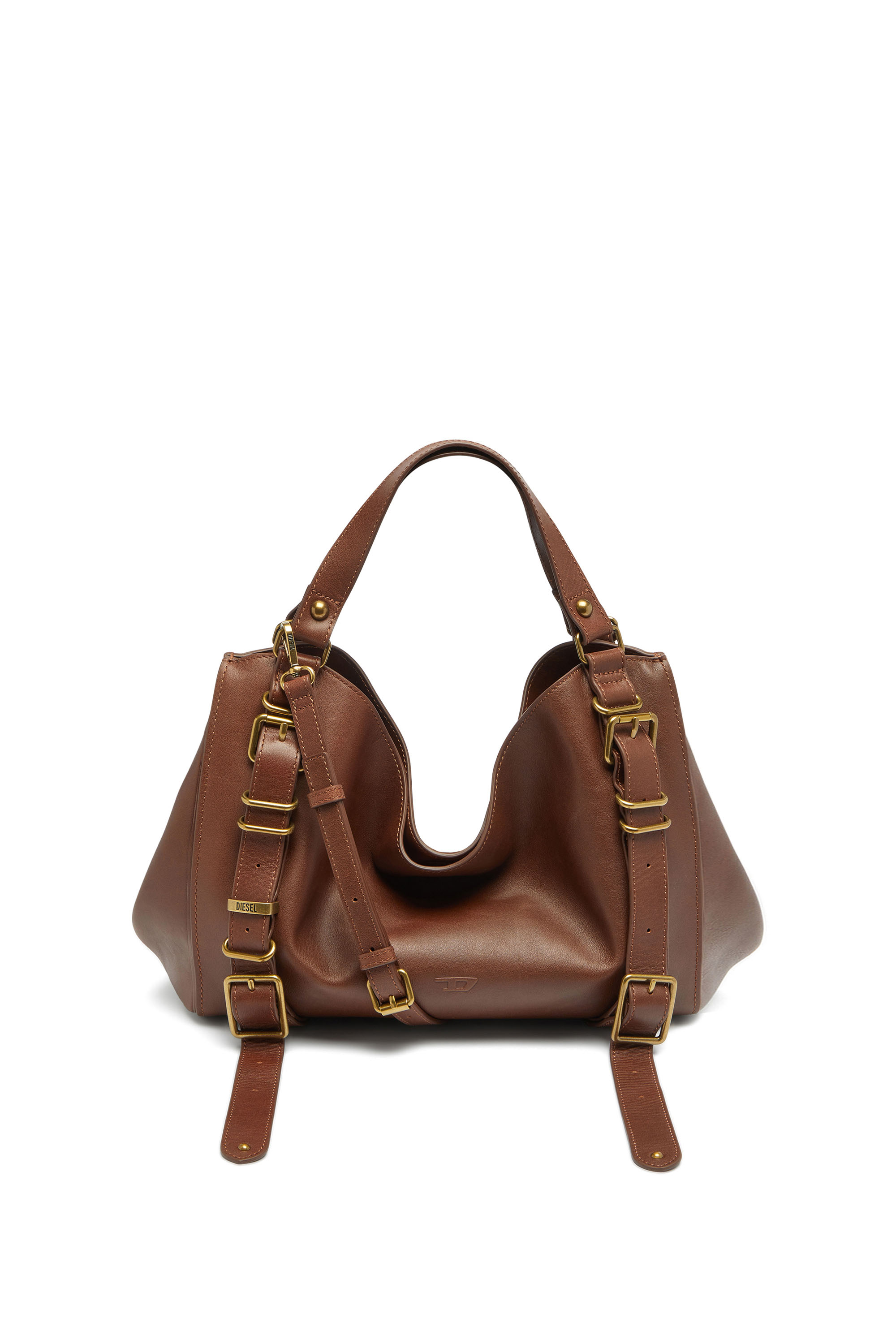Diesel - D-ONE TOPHANDLE M, Unisex D-One-Medium Henkeltasche aus behandeltem Leder in Braun - 1